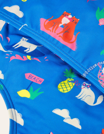 Bikini-Set mit Racerback-Marokkoblau, Katzen im Sommerurlaub-3