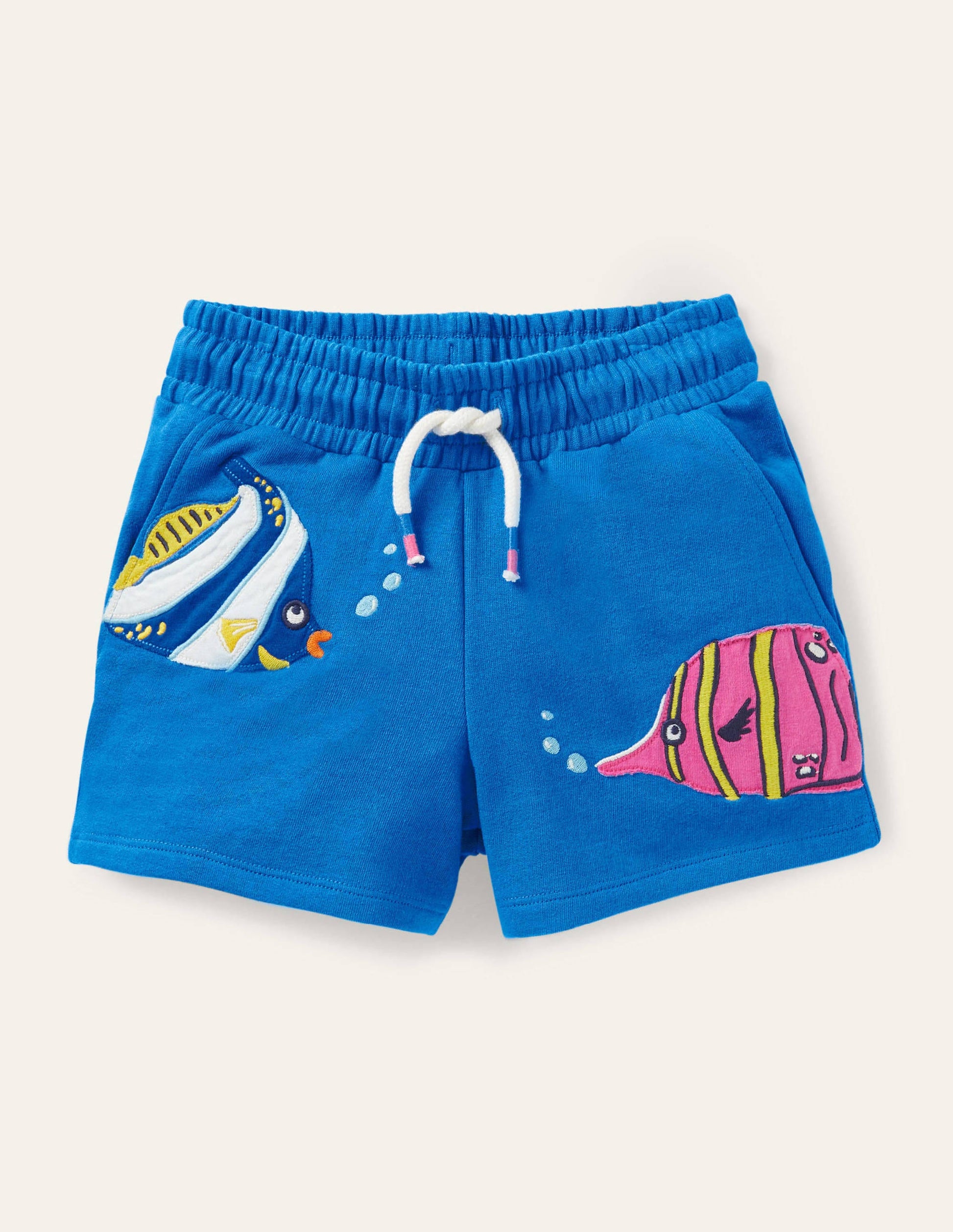 Short en jersey à appliqué-Poisson bleu marocain-1
