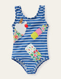 Maillot de bain fun à appliqué-Glaces bleu élisabéthain