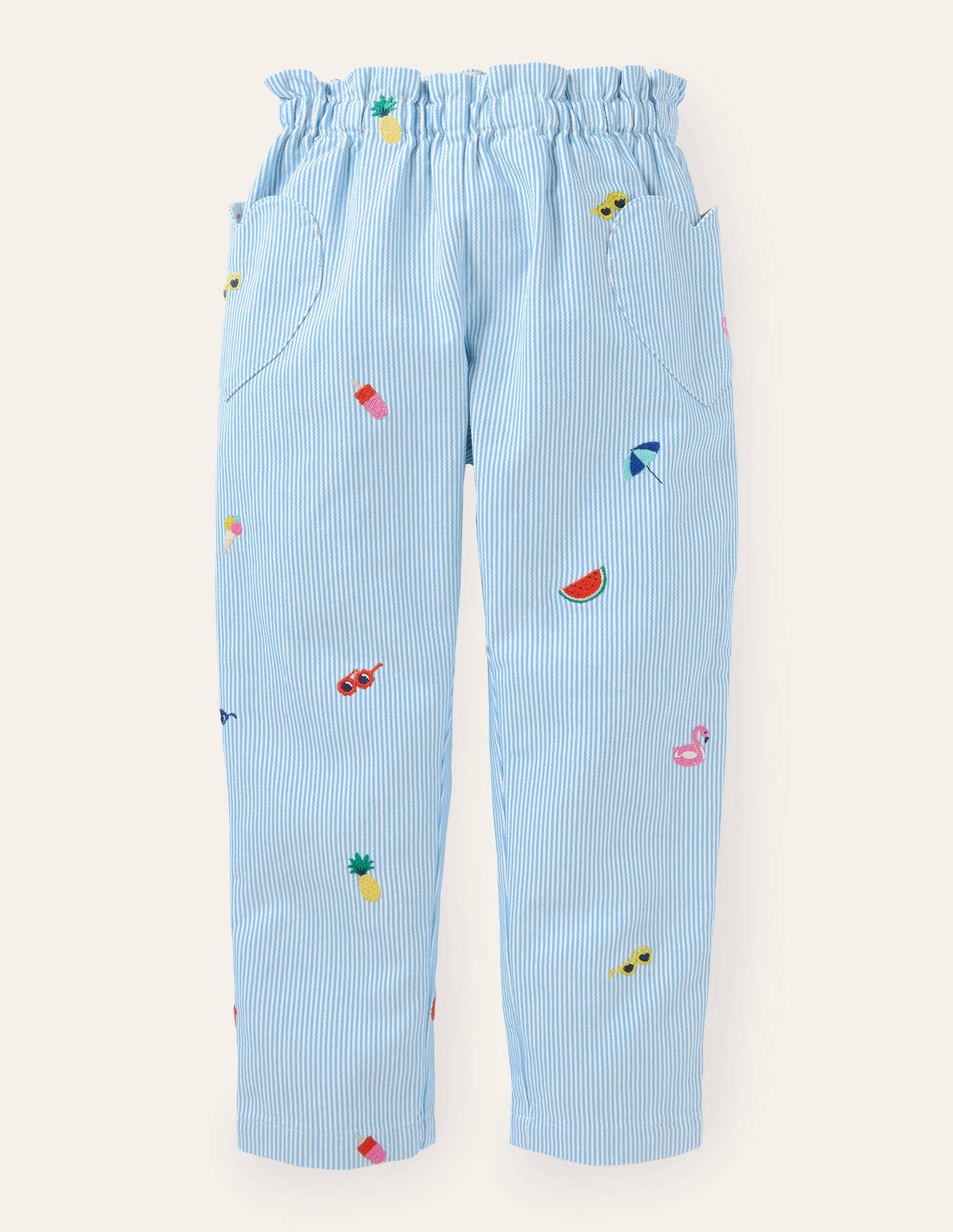 Pull-on Trousers-Multi Holiday Embroidery-1