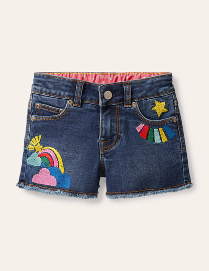 Short en jean-Étoiles denim vintage moyen-1