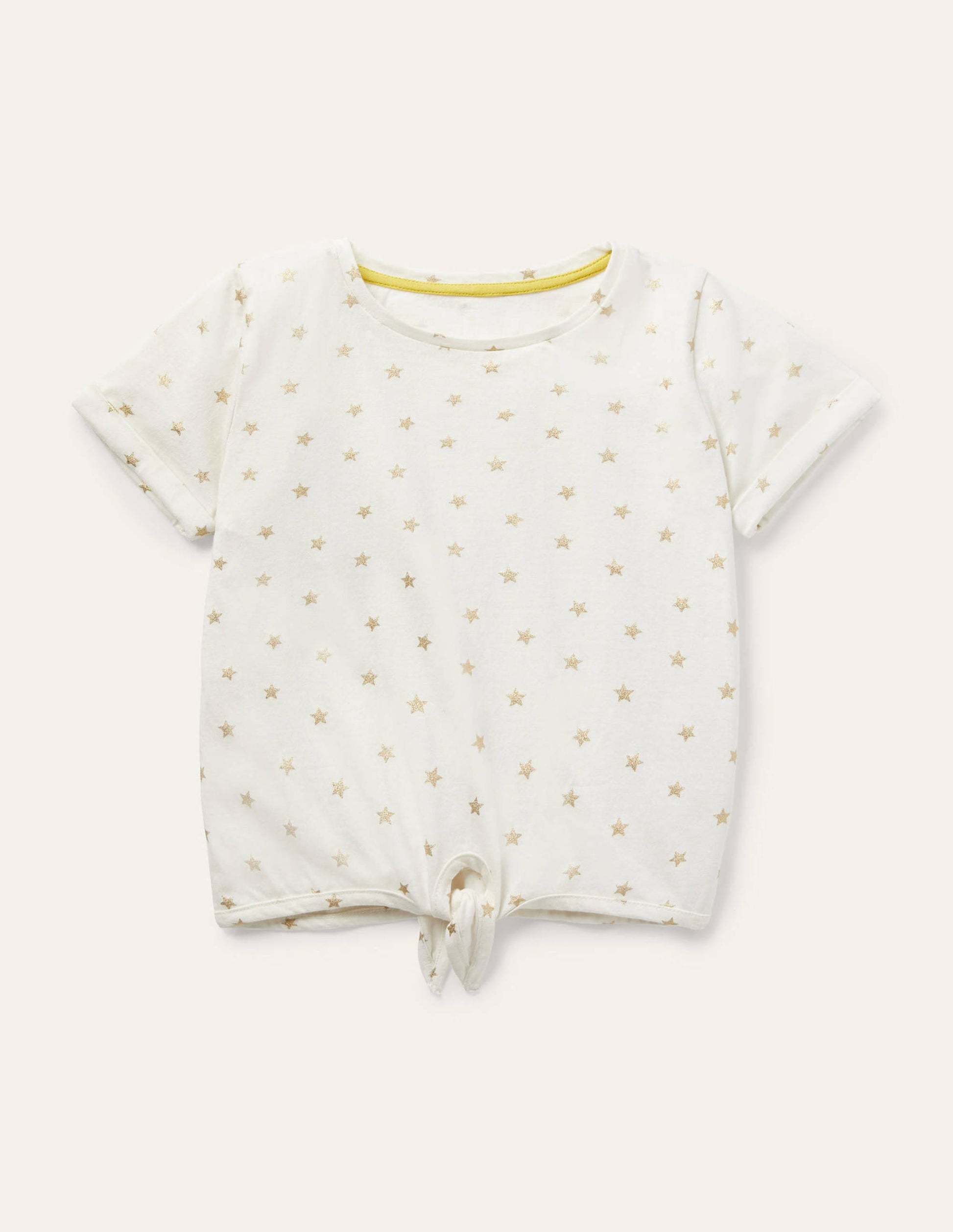 T-Shirt zum Binden-Naturweiß/Goldfolie, Kleine Sterne-1
