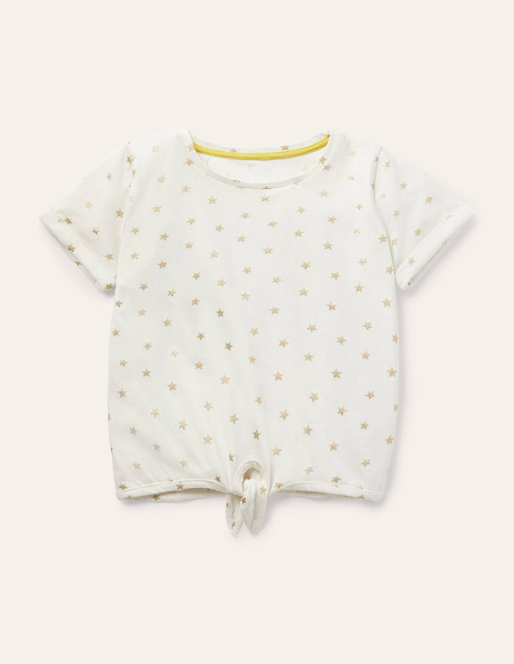T-Shirt zum Binden-Naturweiß/Goldfolie, Kleine Sterne - Image 1