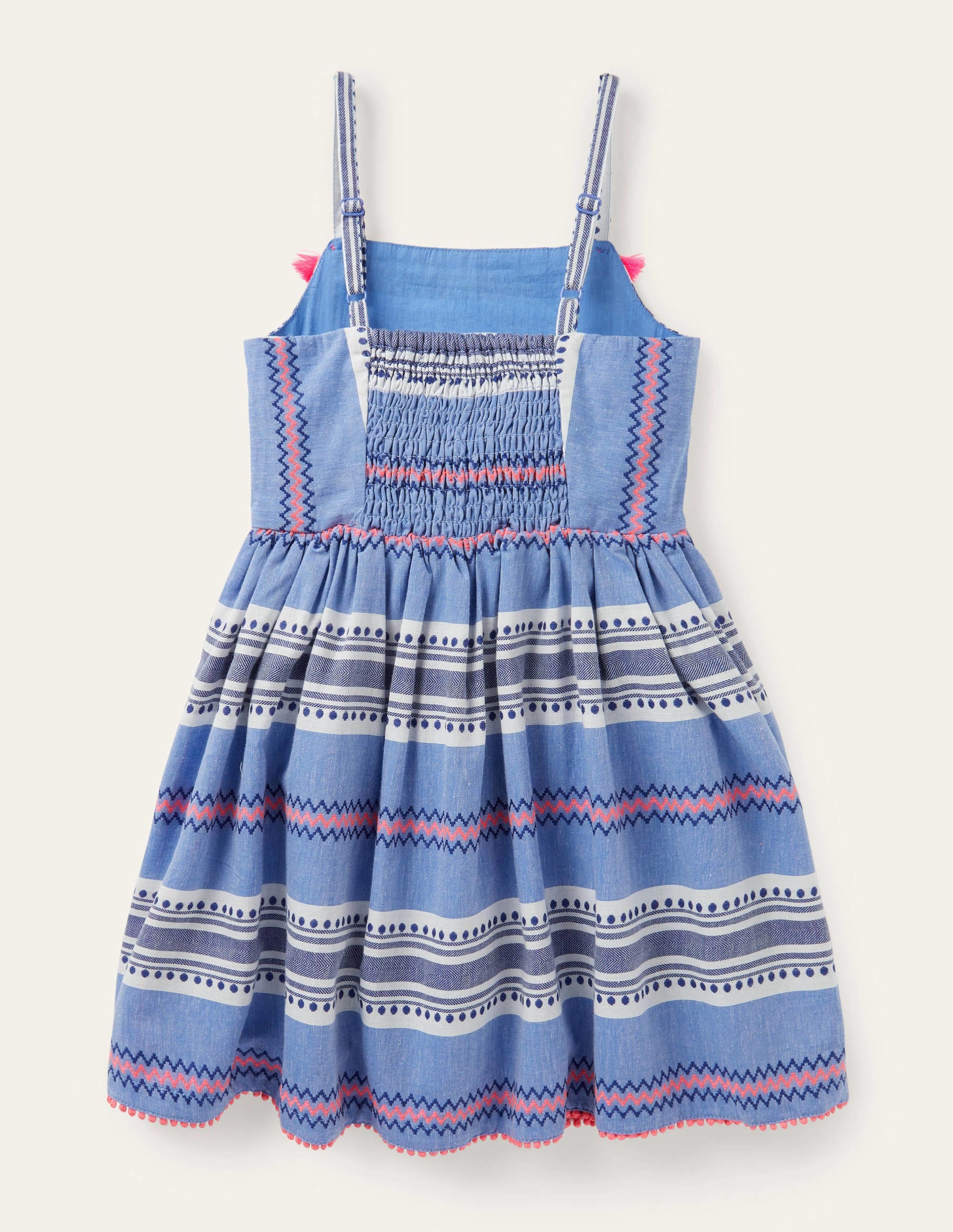 Gestreiftes Sommerkleid mit Quasten-Segelblau/Pink, Sonnenuntergang - Image 2