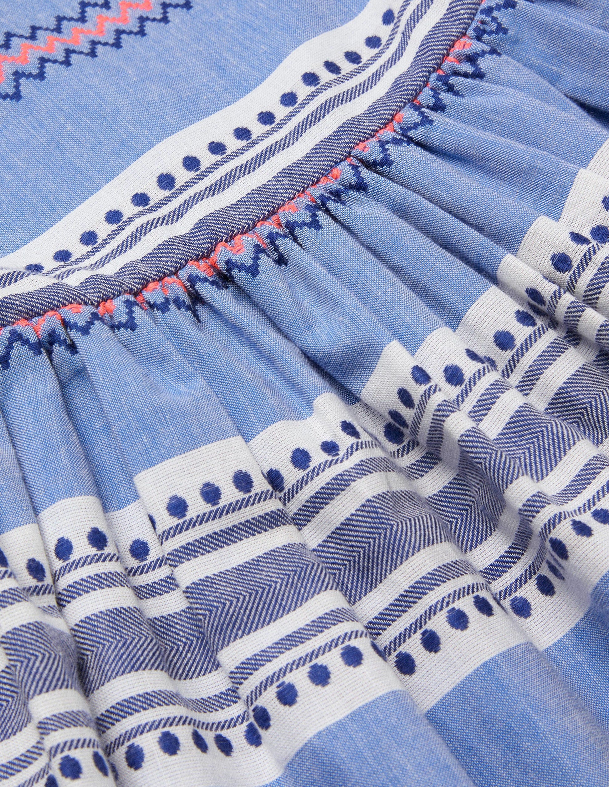 Gestreiftes Sommerkleid mit Quasten-Segelblau/Pink, Sonnenuntergang-3