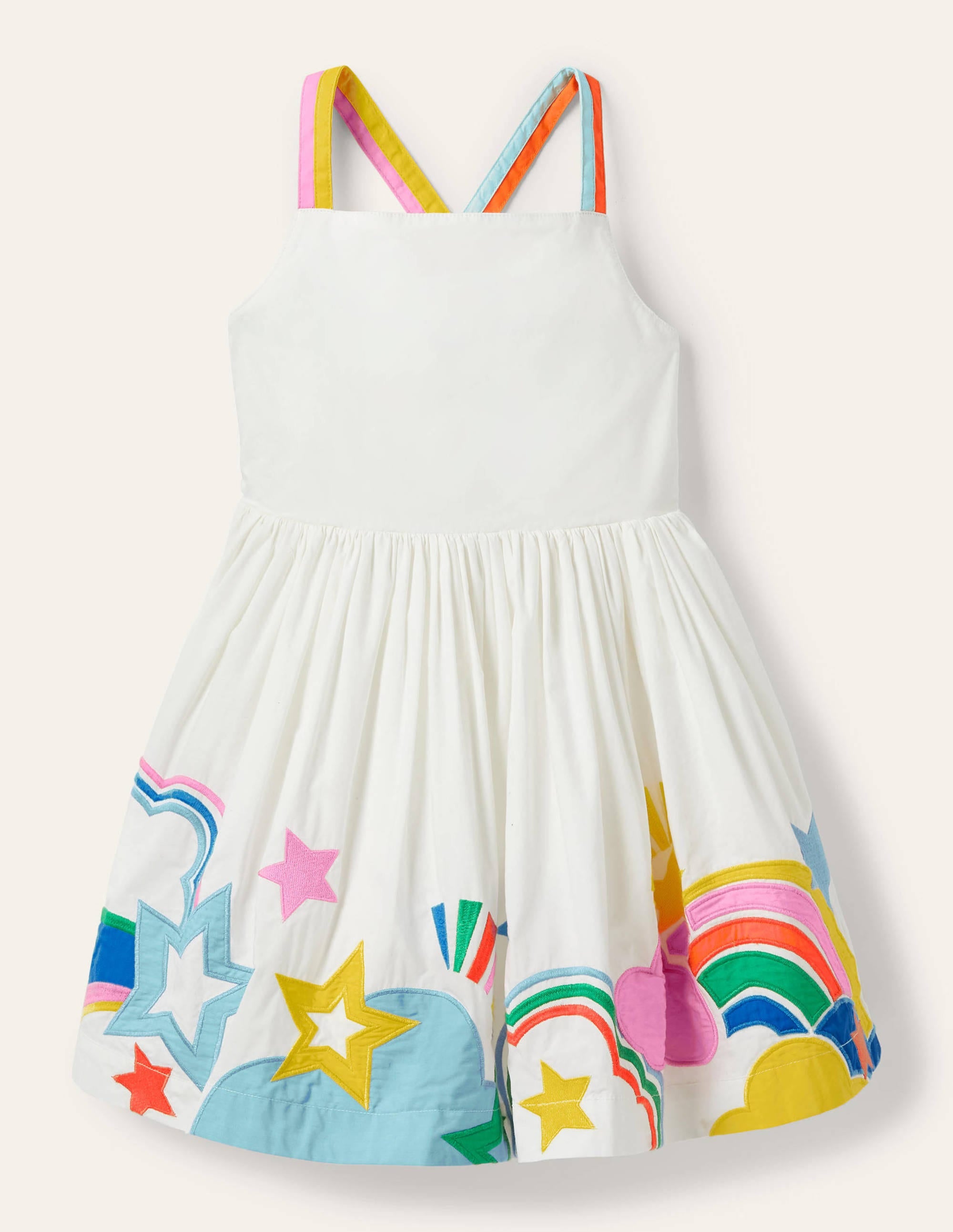 Kleid mit Regenbogensaum und -trägern-Naturweiß, Regenbogen - Image 1