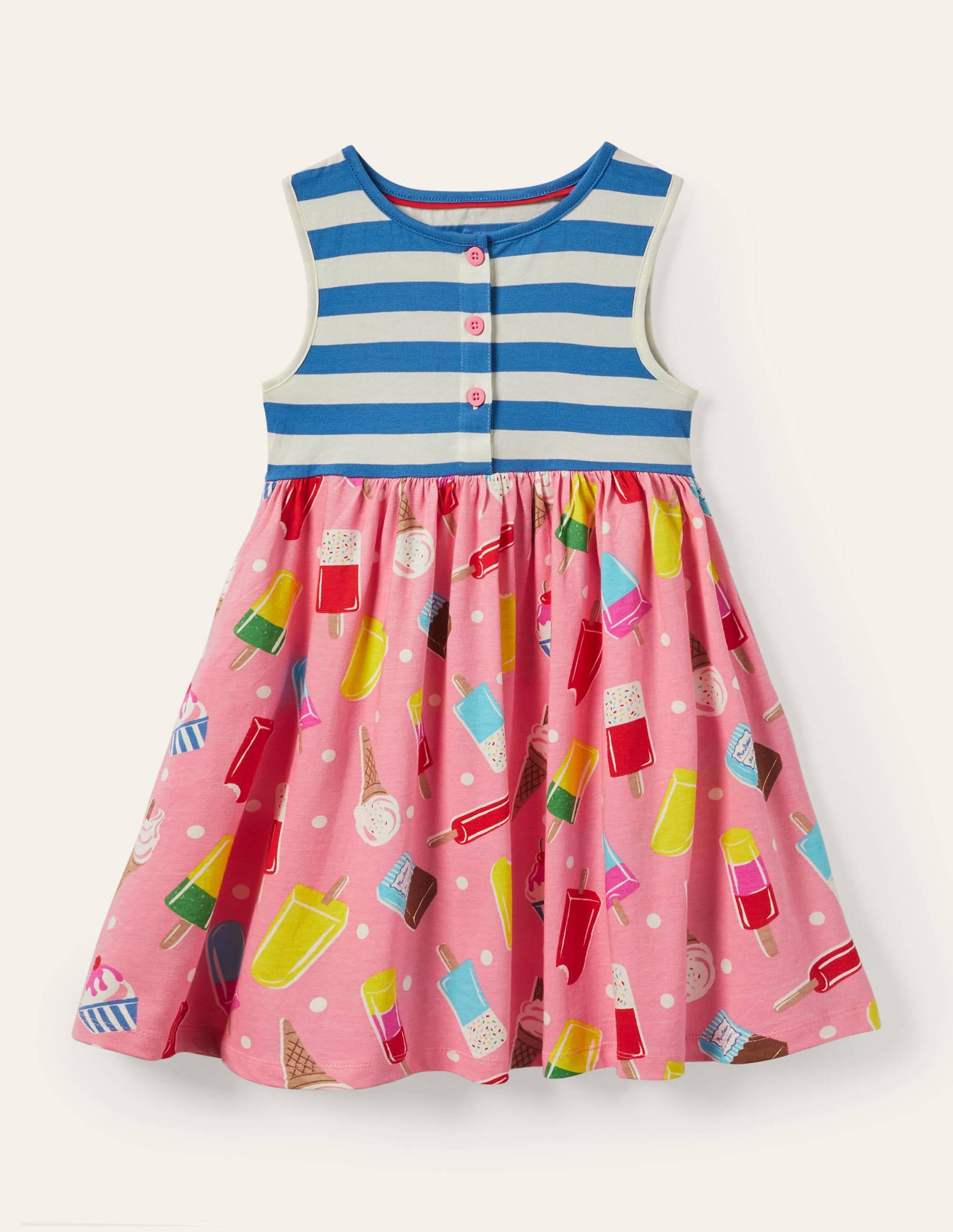 Jerseystufenkleid mit Mustermix-Hellrosa, Eiscreme/Getupft - Image 1