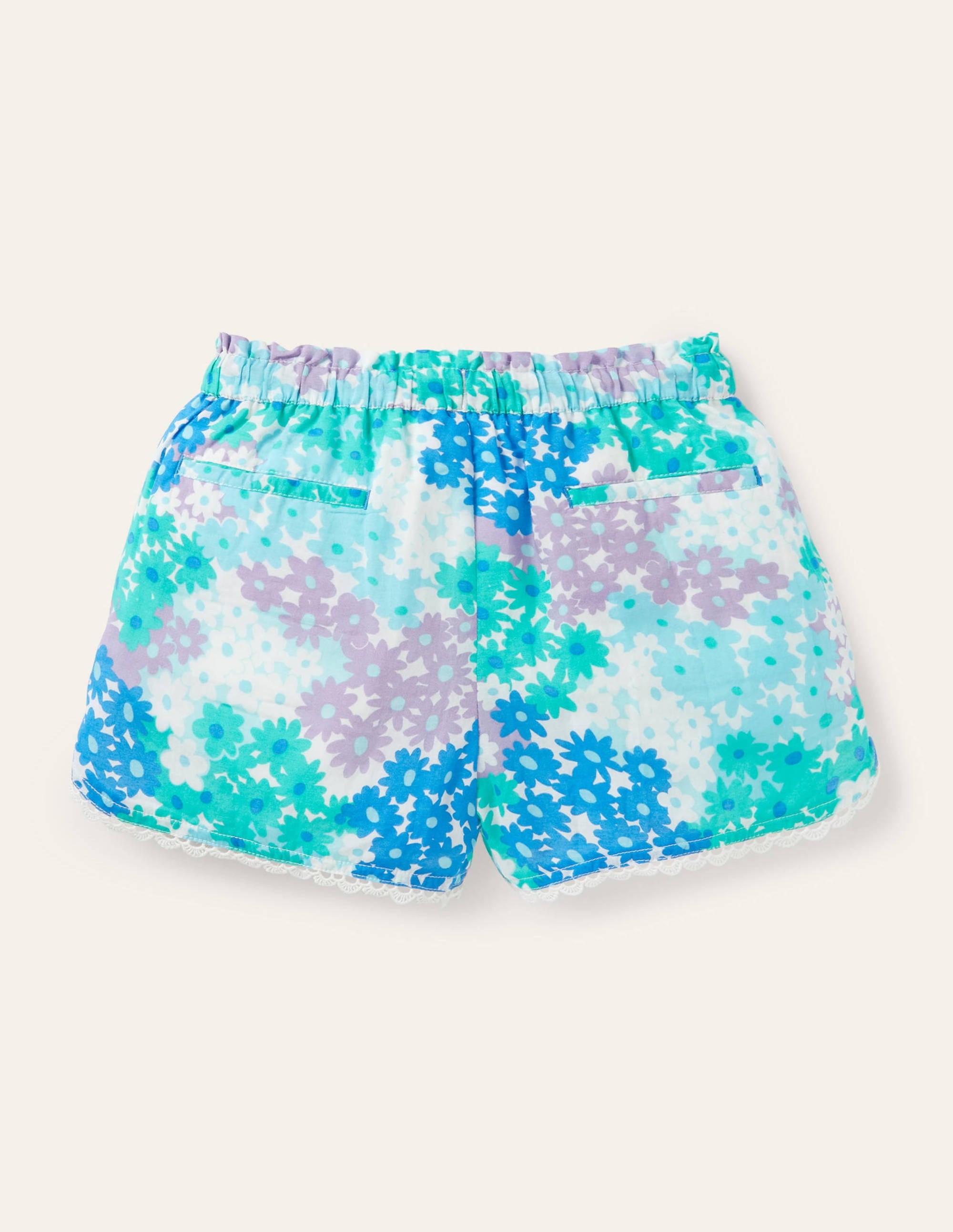 Shorts mit Spitzenborte-Marokkoblau, Sommerliche Gänseblümchen - Image 2