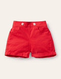 Shorts mit Knopfdetail-Erdbeerkuchenrot