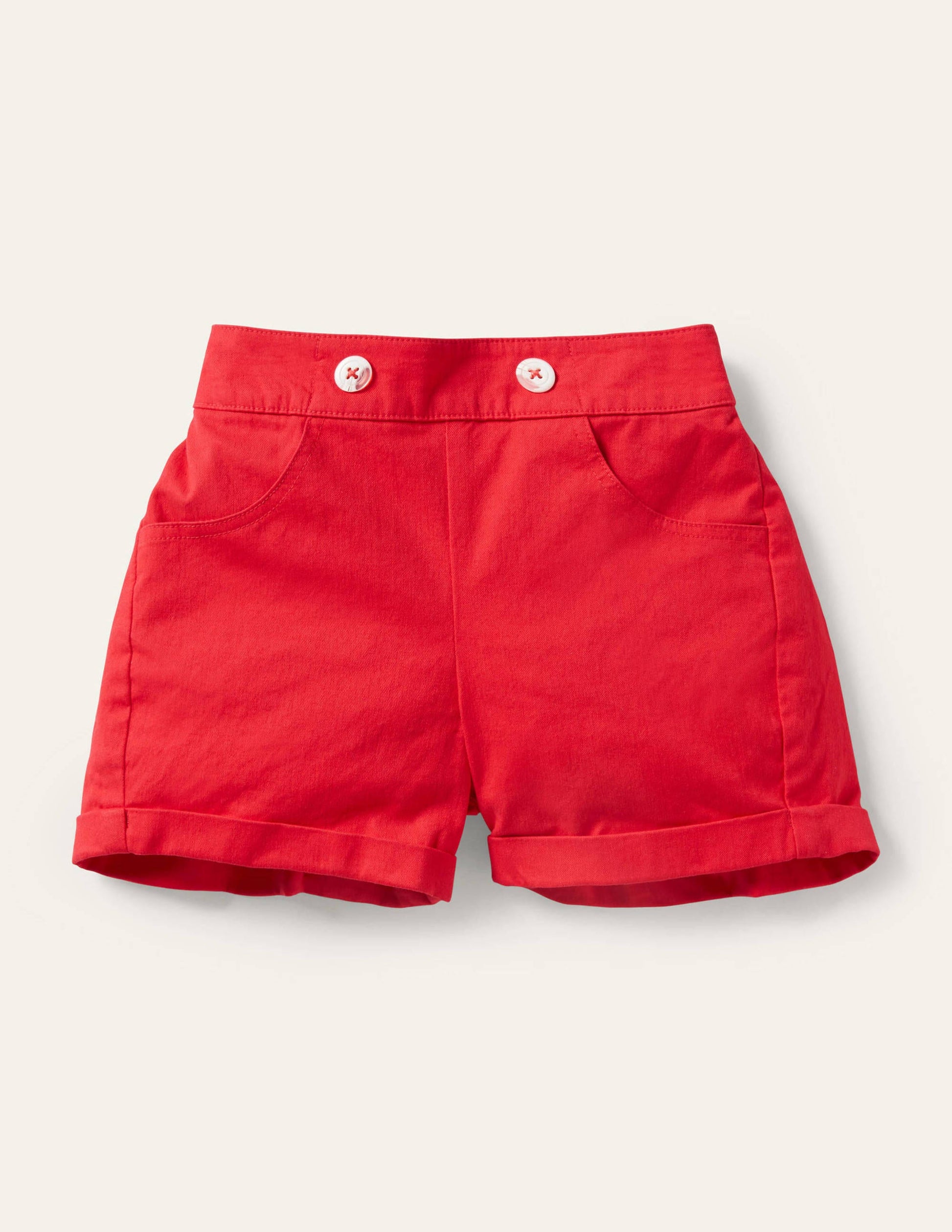 Shorts mit Knopfdetail-Erdbeerkuchenrot-1