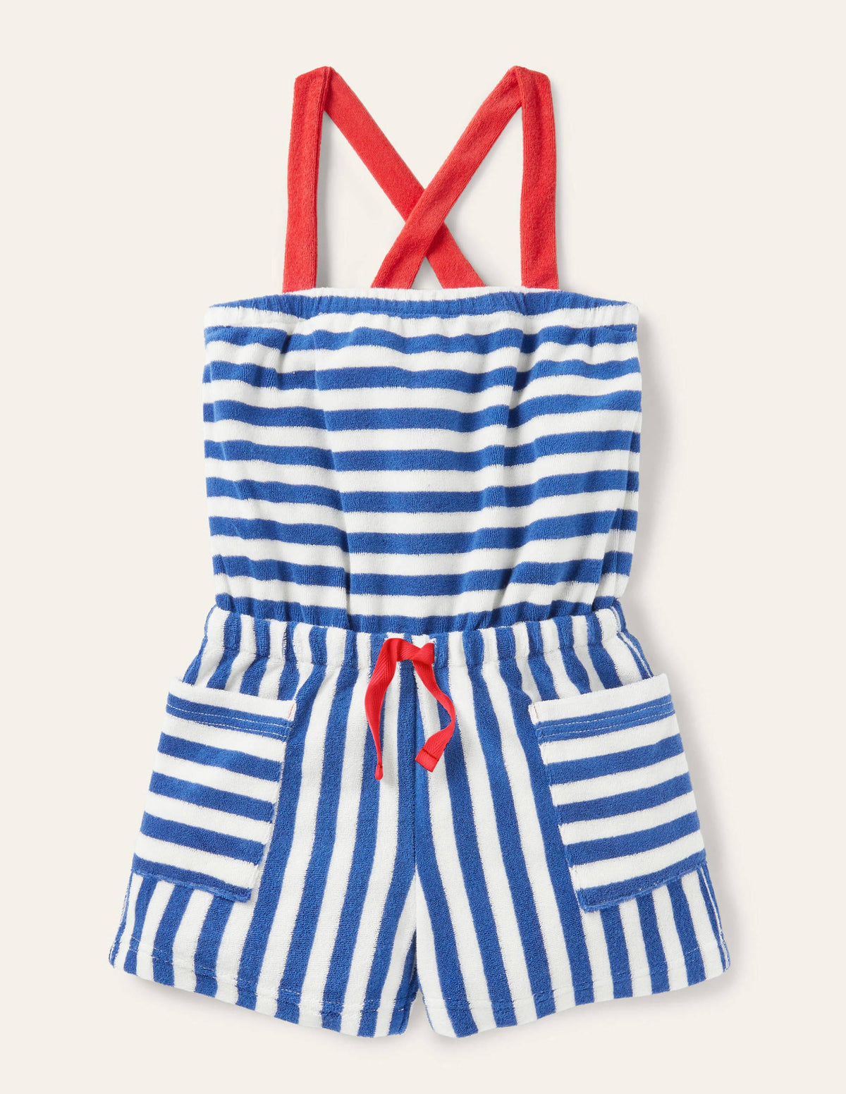 Gestreifter Frottee-Einteiler-Elisabethanisches Blau/Naturweiß - Image 1