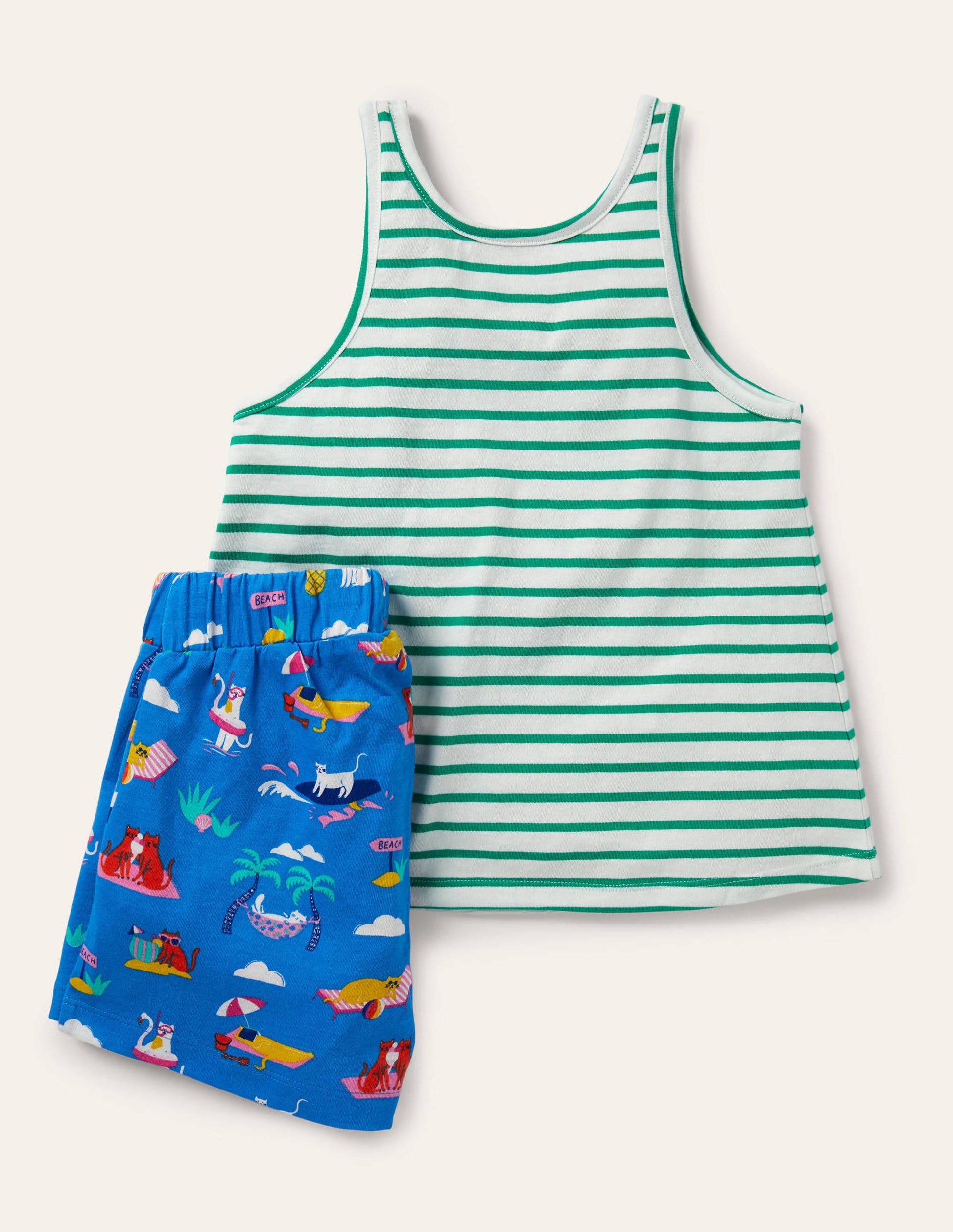Pyjama fun avec poche-Chats en vacances bleu marocain-2