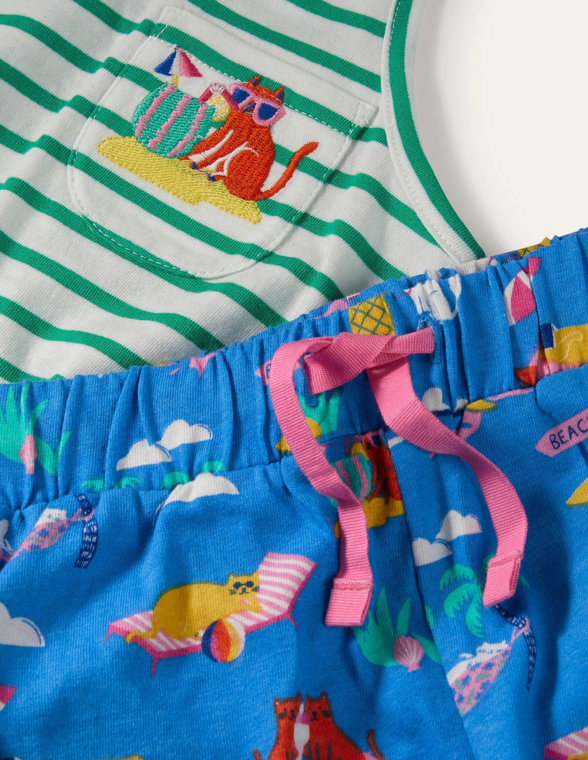 Pyjama fun avec poche-Chats en vacances bleu marocain-3