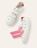 Fröhliche Halbschuhe-Weiß, Leder/Regenbogentupfen