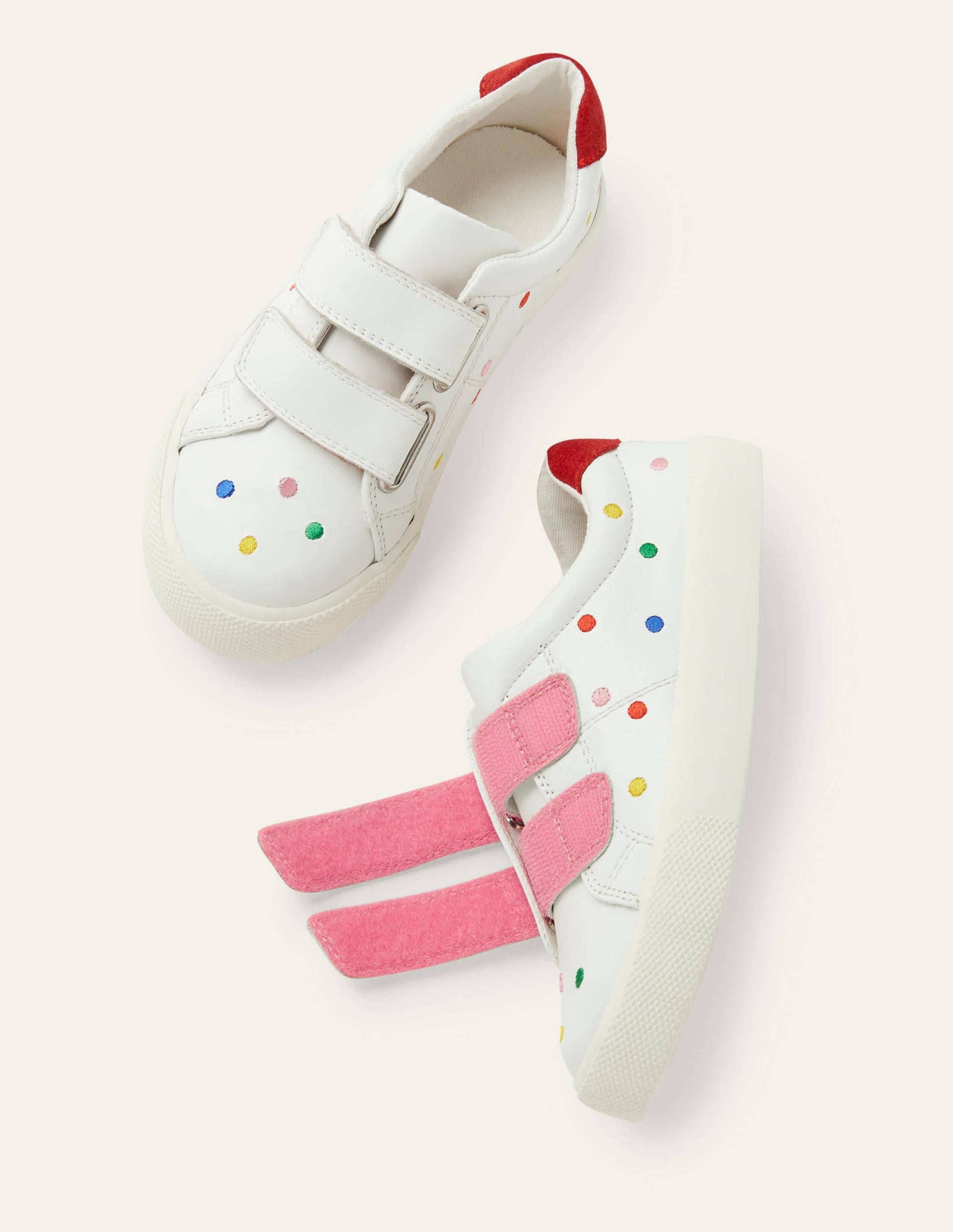 Fröhliche Halbschuhe-Weiß, Leder/Regenbogentupfen-1