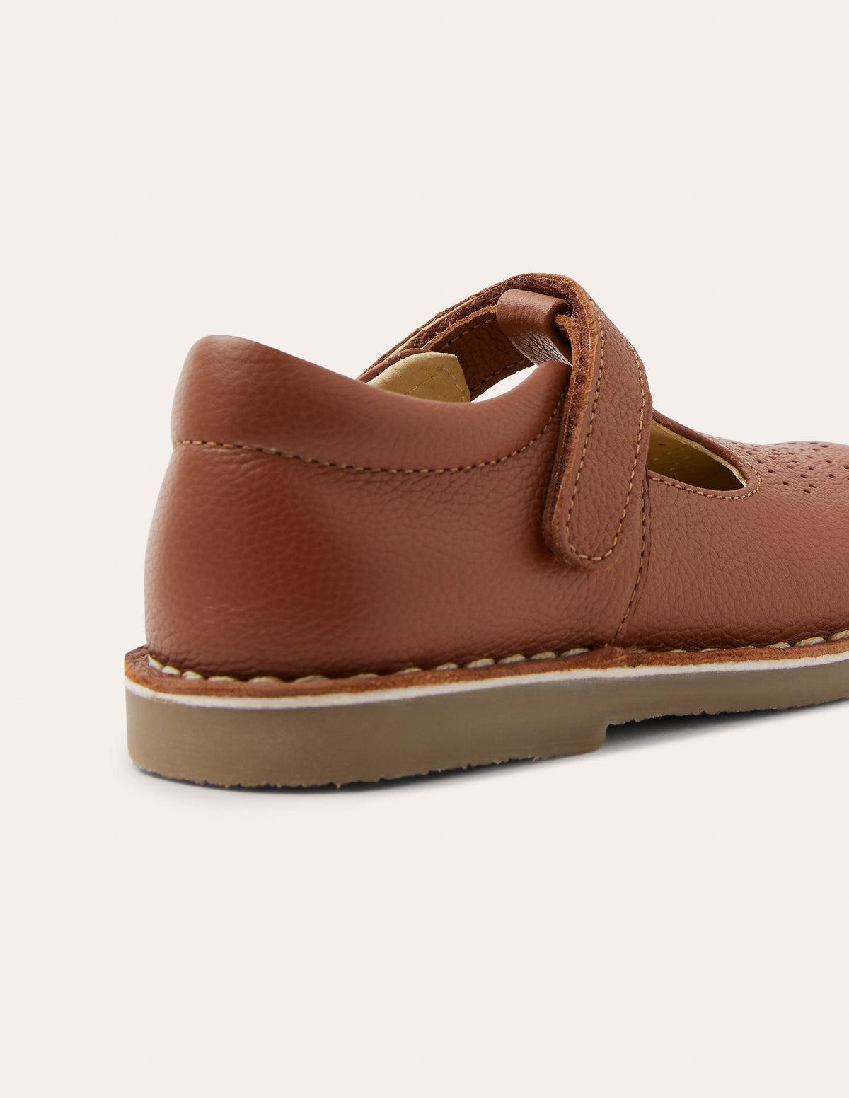 Flache Lederschuhe mit T-Steg-Hellbraun - Image 2