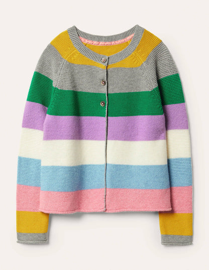 Cotton Cashmere Mix Cardigan-Multi Stripe-1
