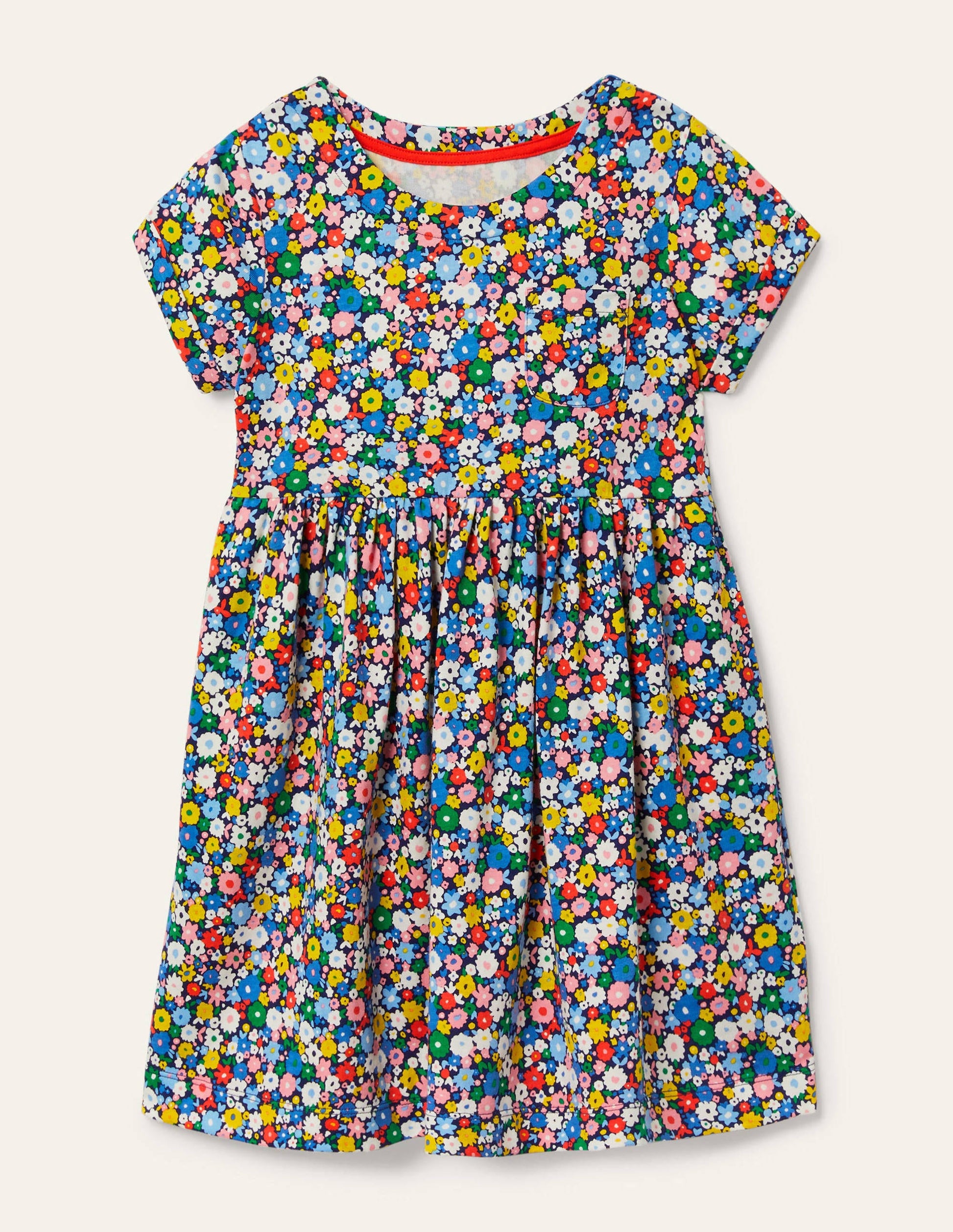 Robe fun en jersey-Champ de fleurs bleu élisabéthain-1