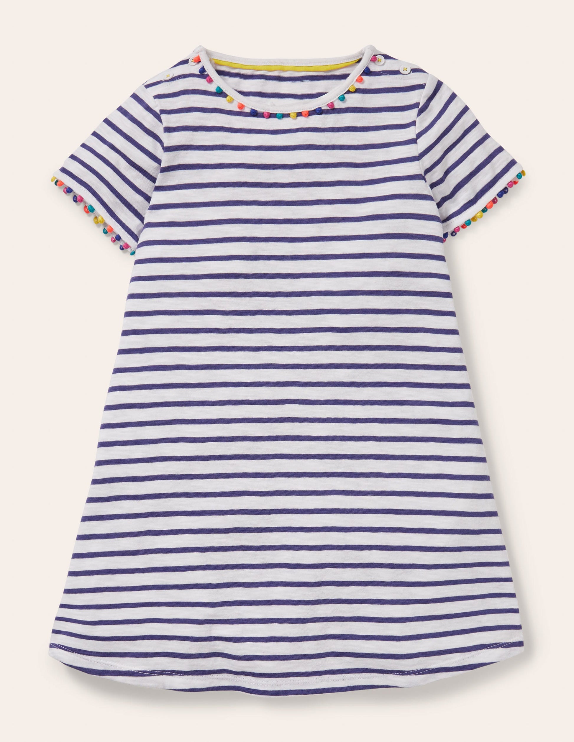Charlie Jerseykleid mit Bommeln-Naturweiß/Navy-1