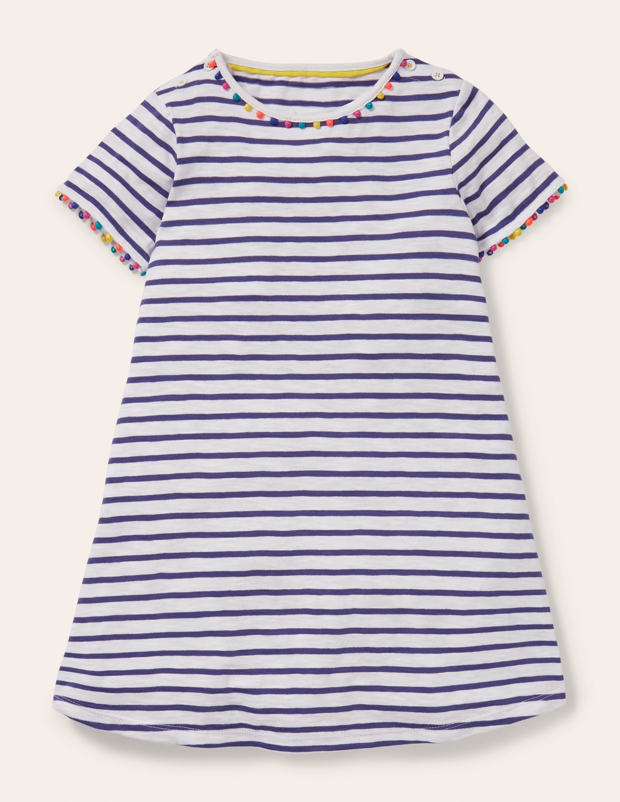 Charlie Jerseykleid mit Bommeln-Naturweiß/Navy - Image 1