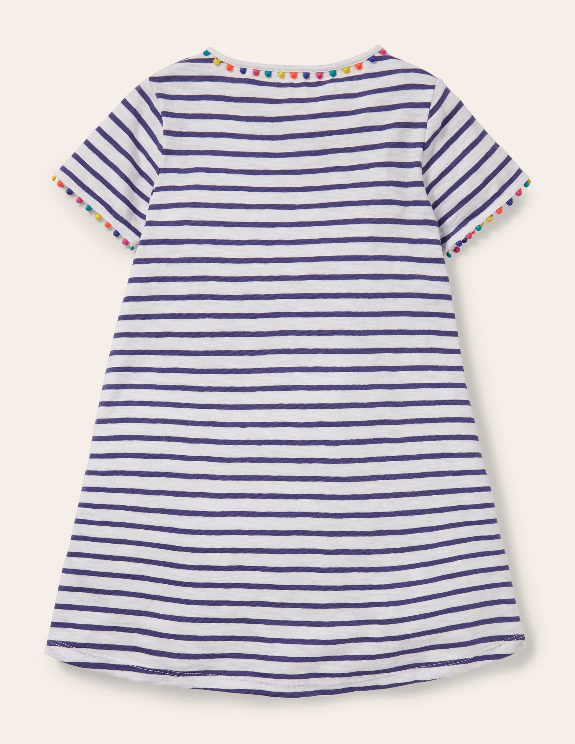 Charlie Jerseykleid mit Bommeln-Naturweiß/Navy-2