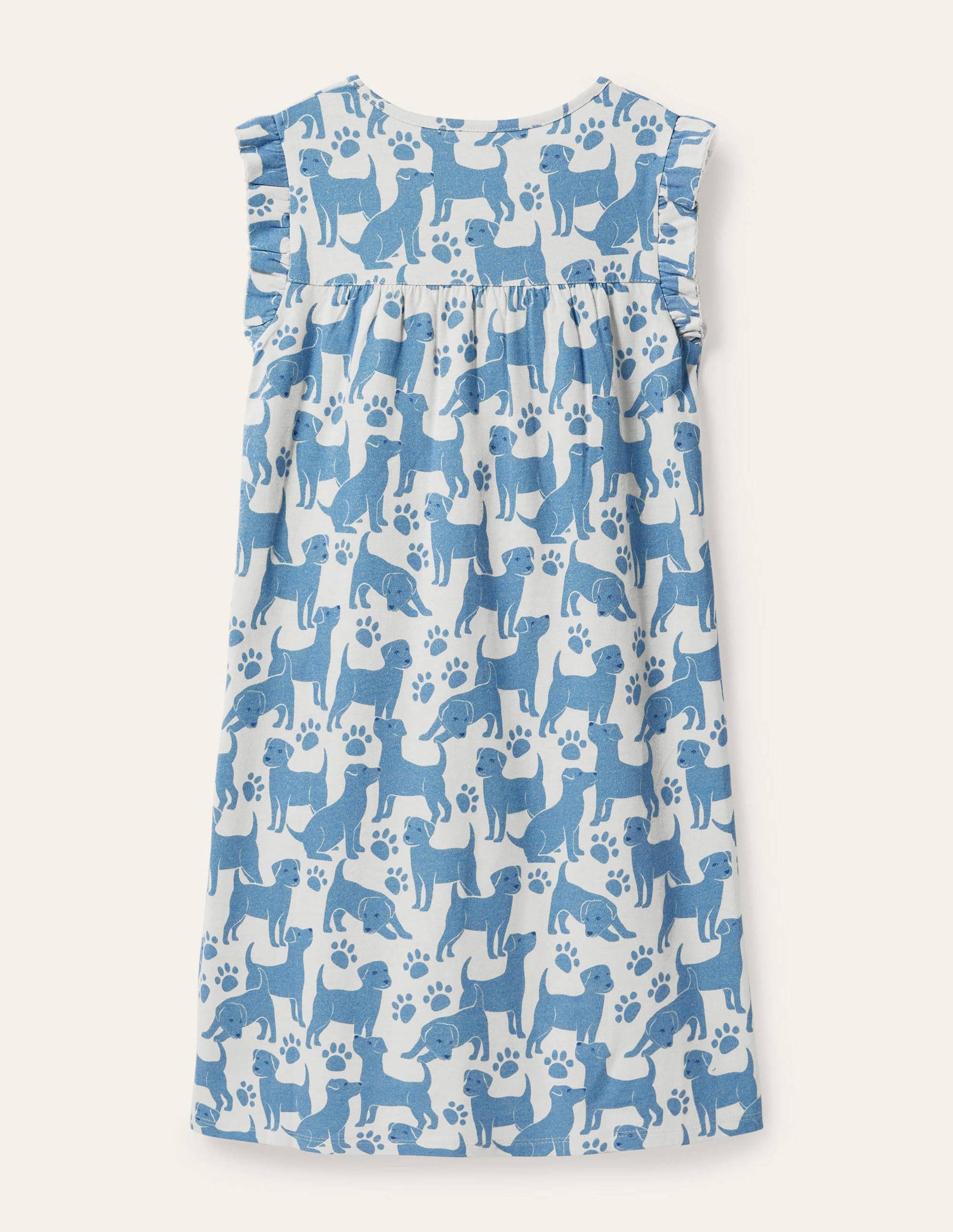 Printed Short-sleeved Nightie-Blue Playful Pups-2