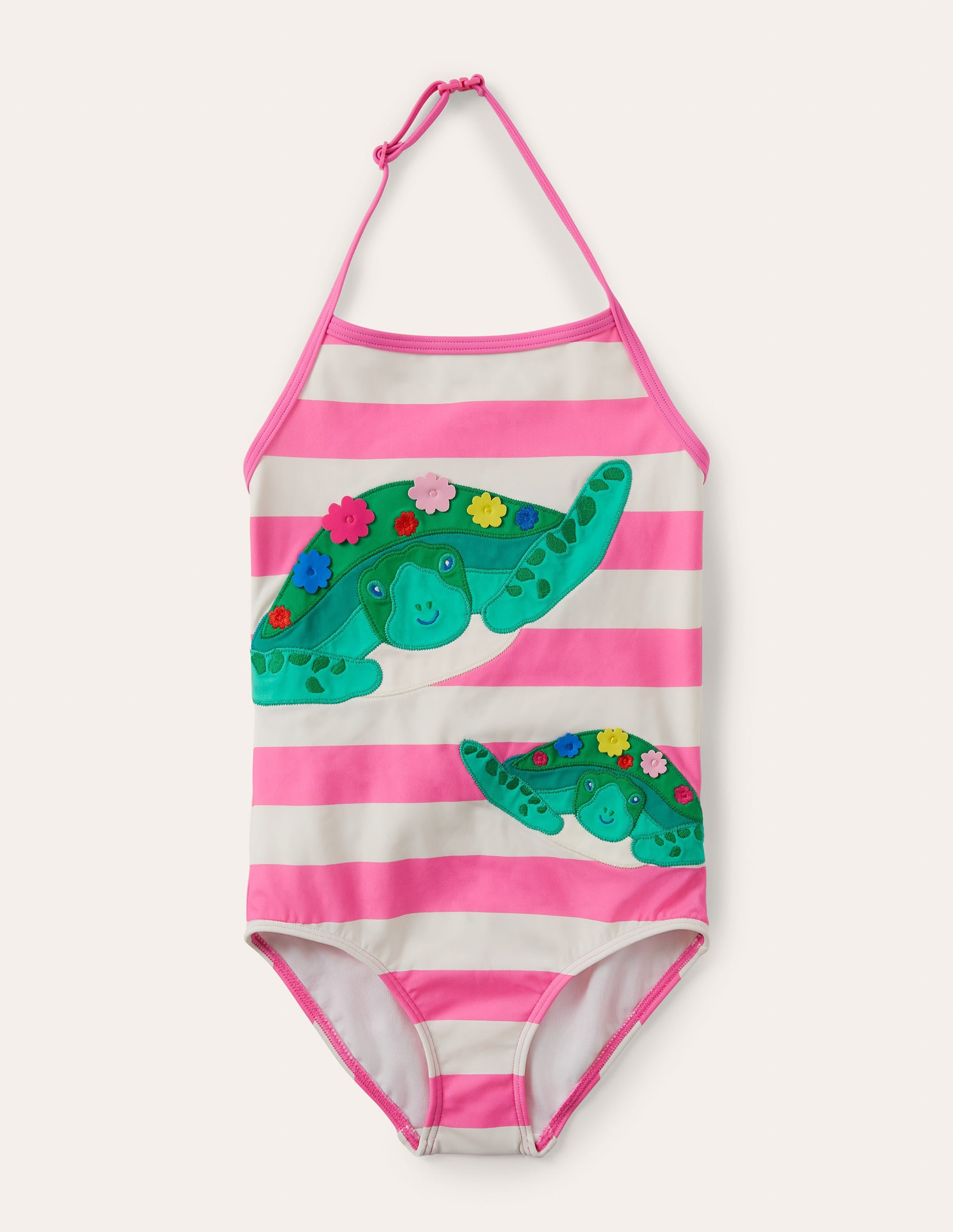 Maillot de bain à appliqué-Tortues rose doux/ivoire - Image 1