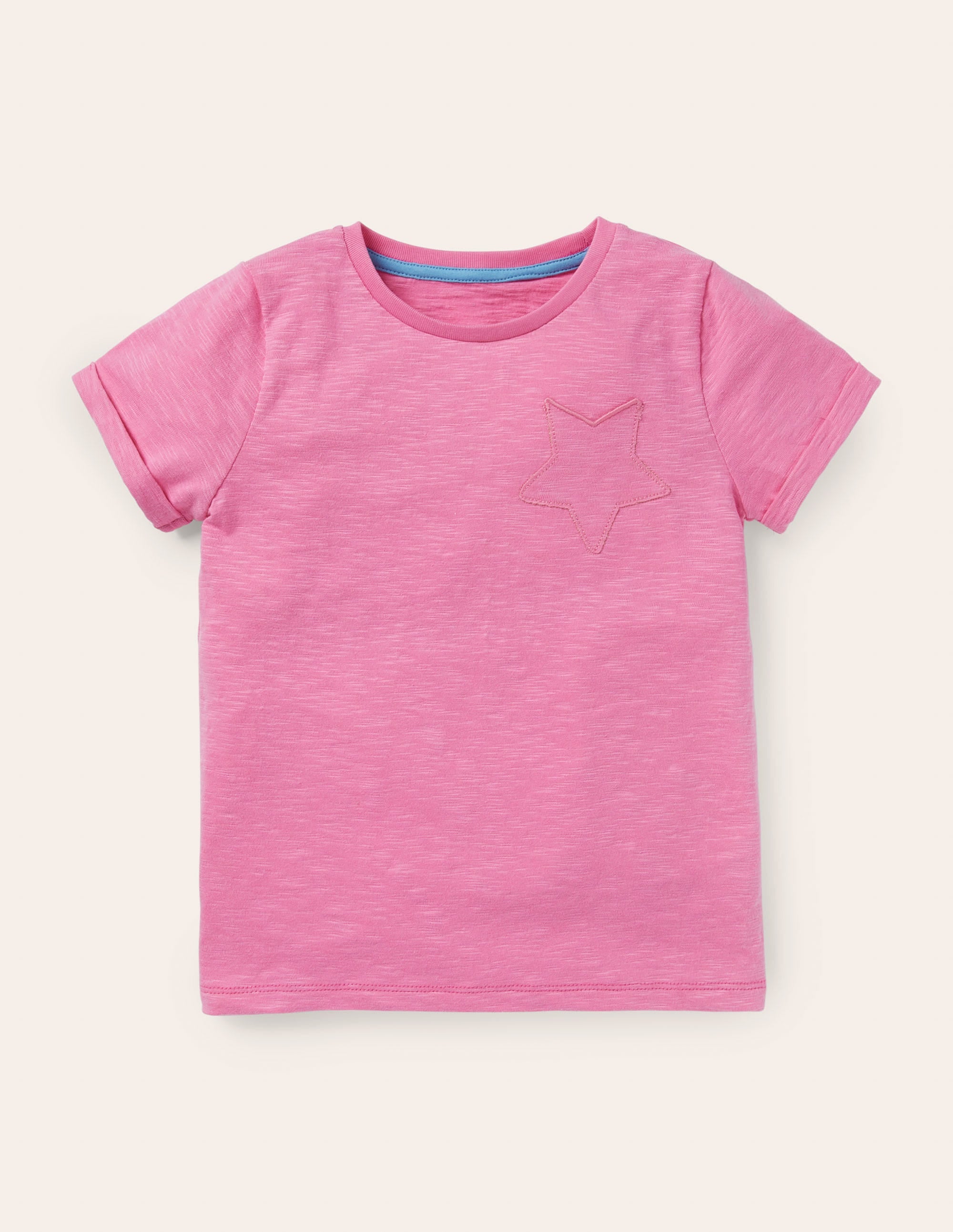 T-shirt flammé avec poche étoile-Rose fleur de prunier - Image 1