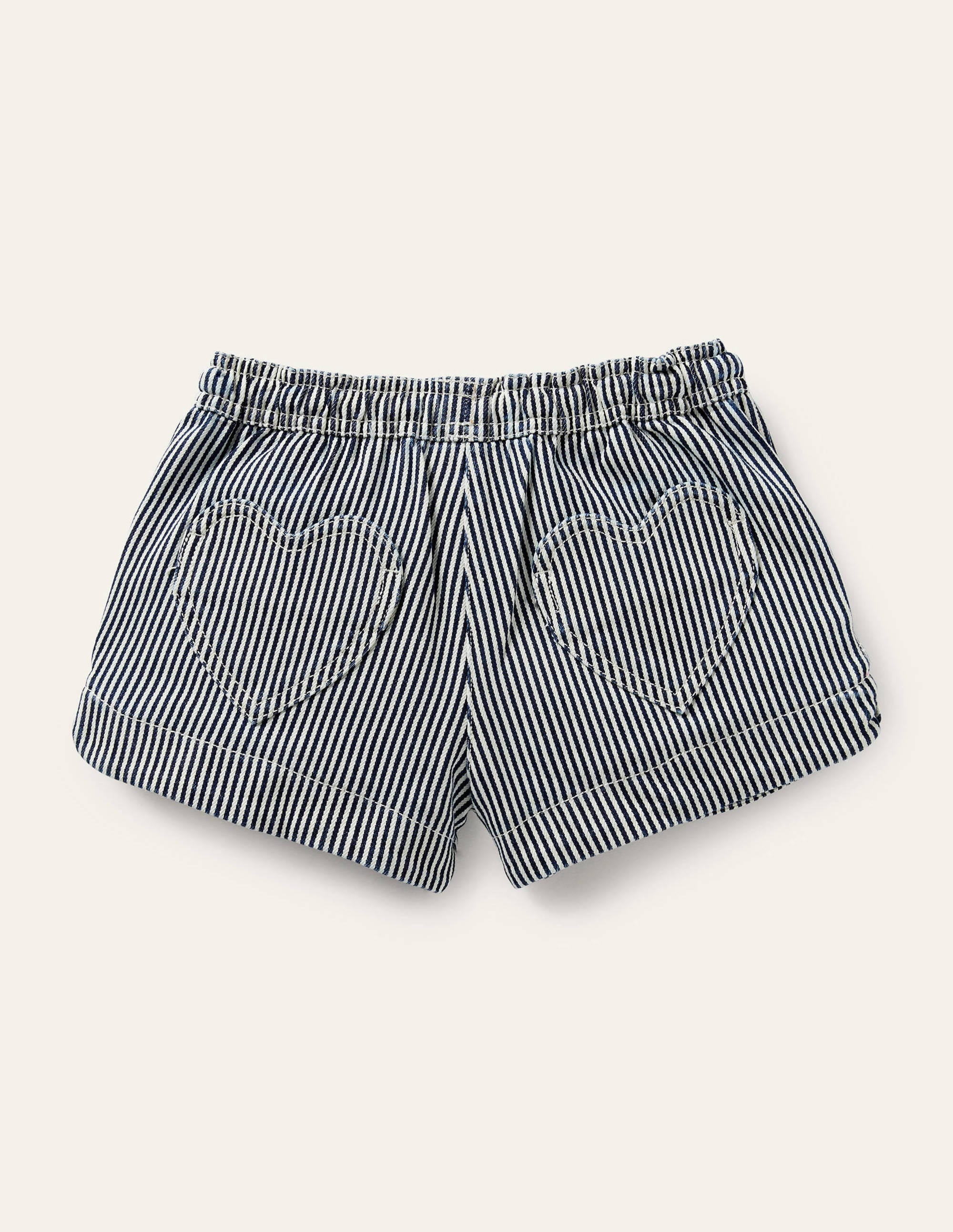 Shorts mit Herztaschen-Indigoblau/Naturfarben, Feine Streifen - Image 2