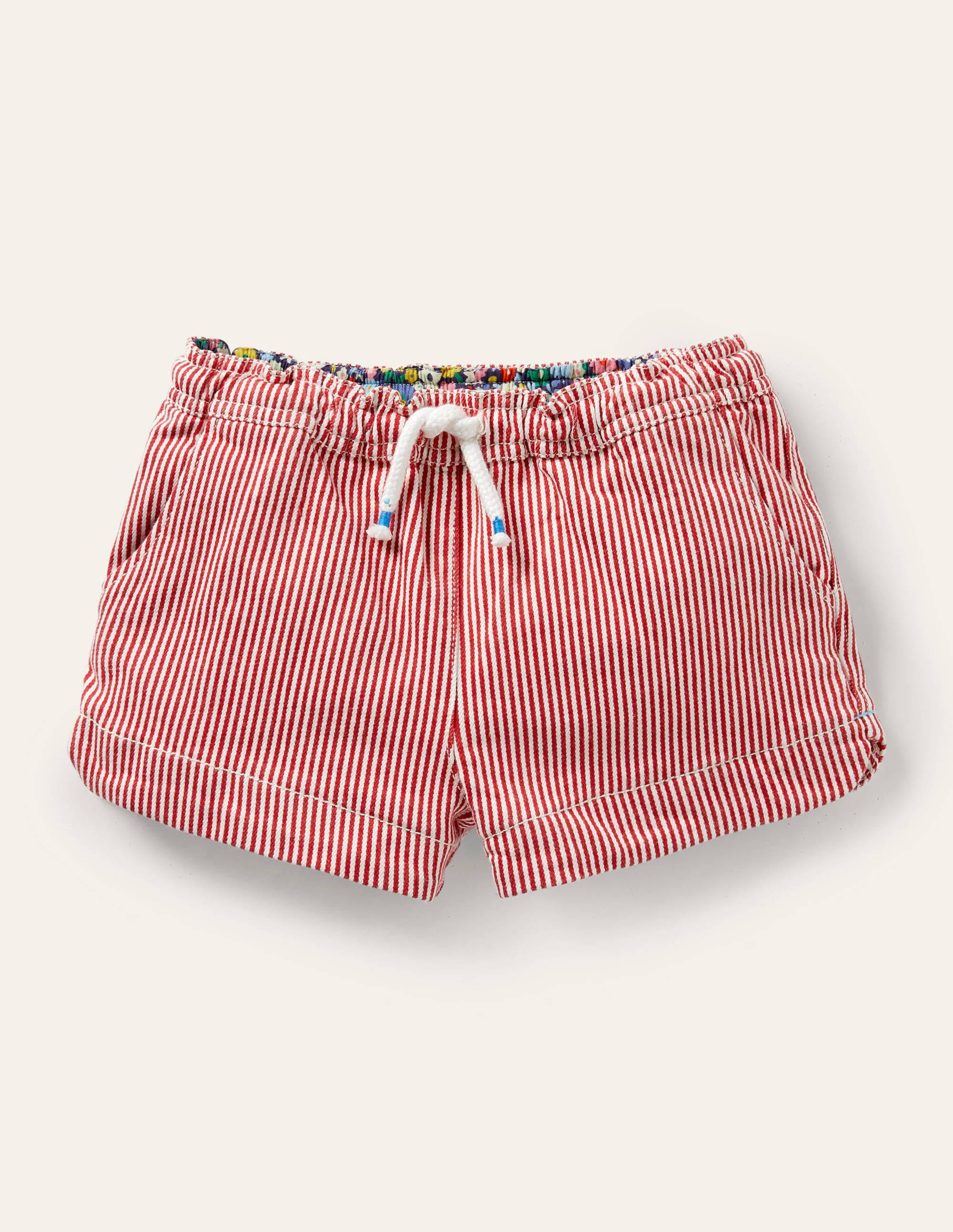 Shorts mit Herztaschen-Erdbeerkuchenrot, Feine Streifen - Image 1