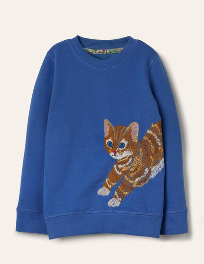 Sweatshirt mit Superstitch-Elisabethanisches Blau, Kätzchen-2