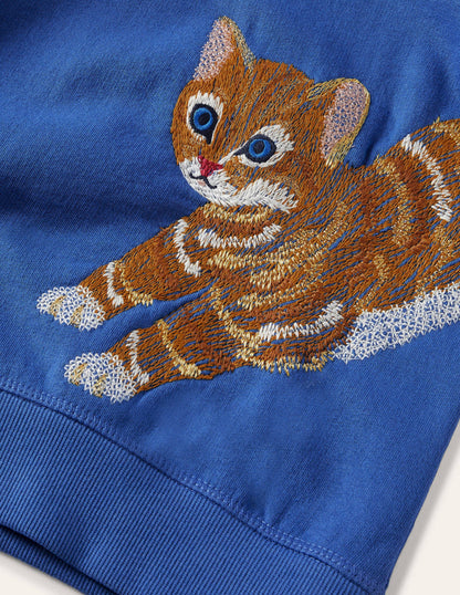 Sweatshirt mit Superstitch-Elisabethanisches Blau, Kätzchen-4