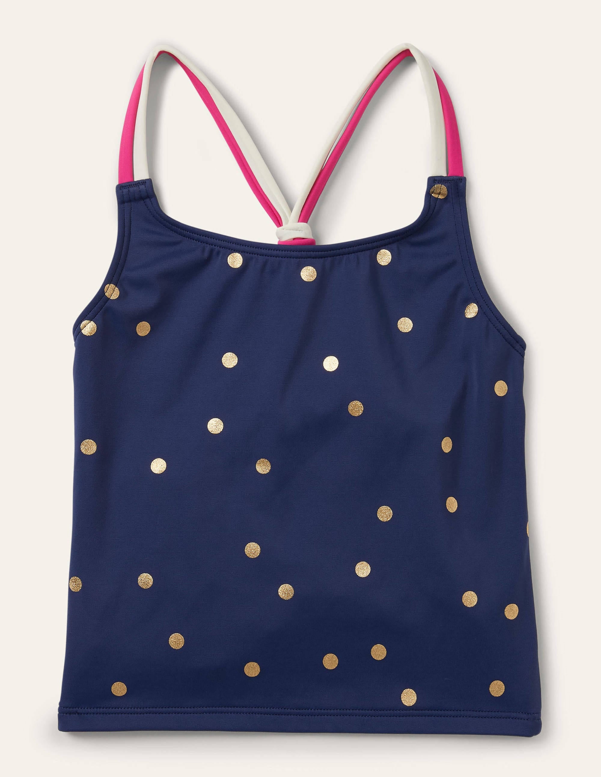 Haut de tankini à motif-Bleu océan à pois métallisés - Image 1