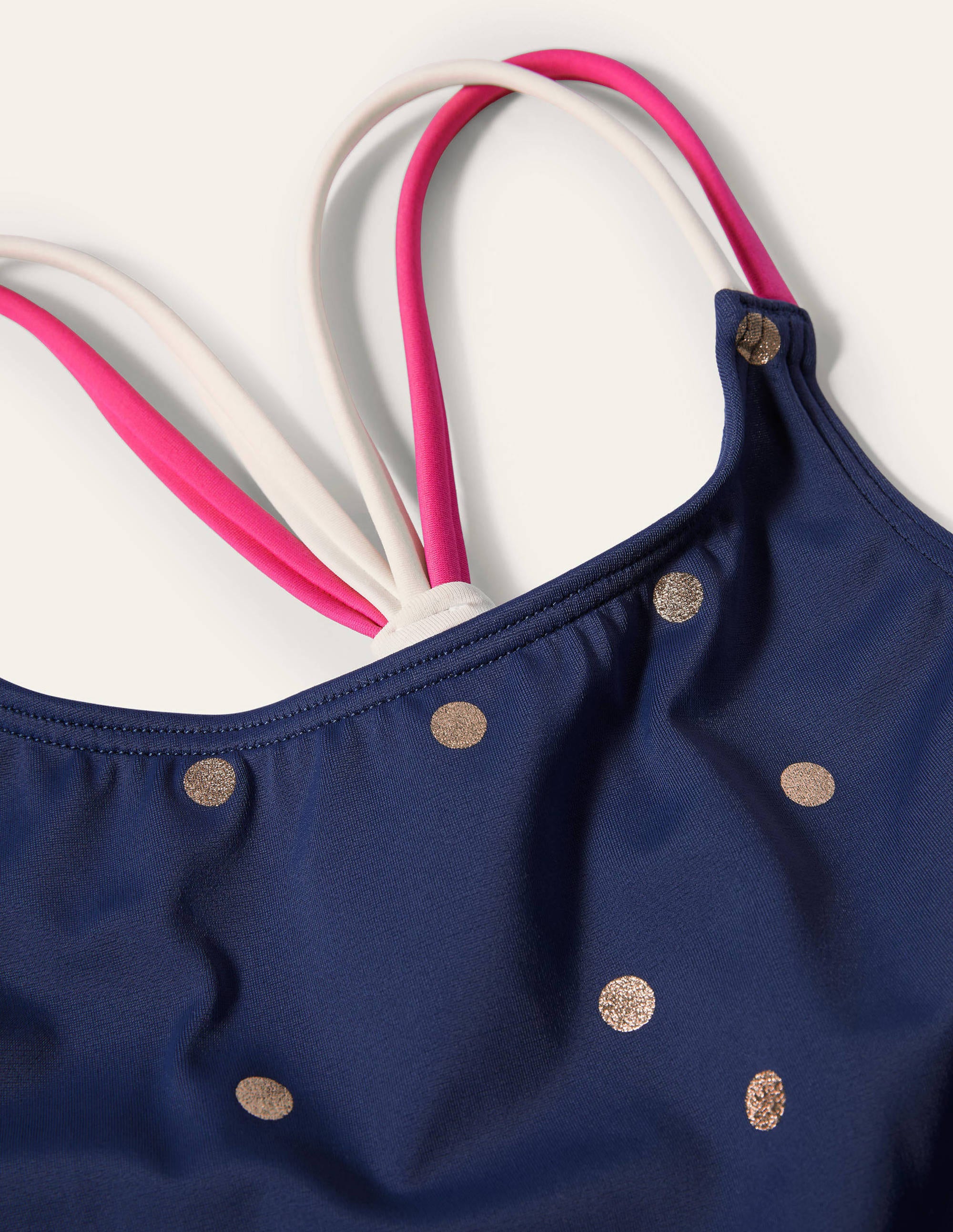 Haut de tankini à motif-Bleu océan à pois métallisés - Image 3