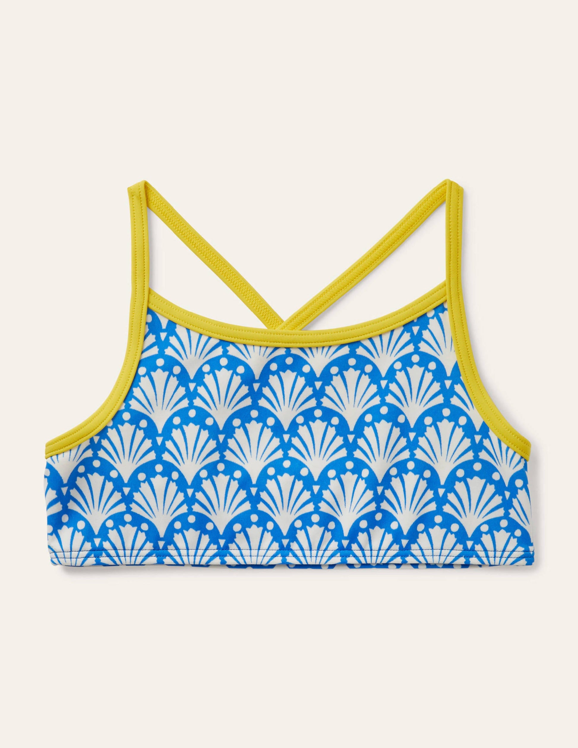 Gemustertes Bikini-Oberteil-Poolblau, Geometrisches Korallenmuster-1
