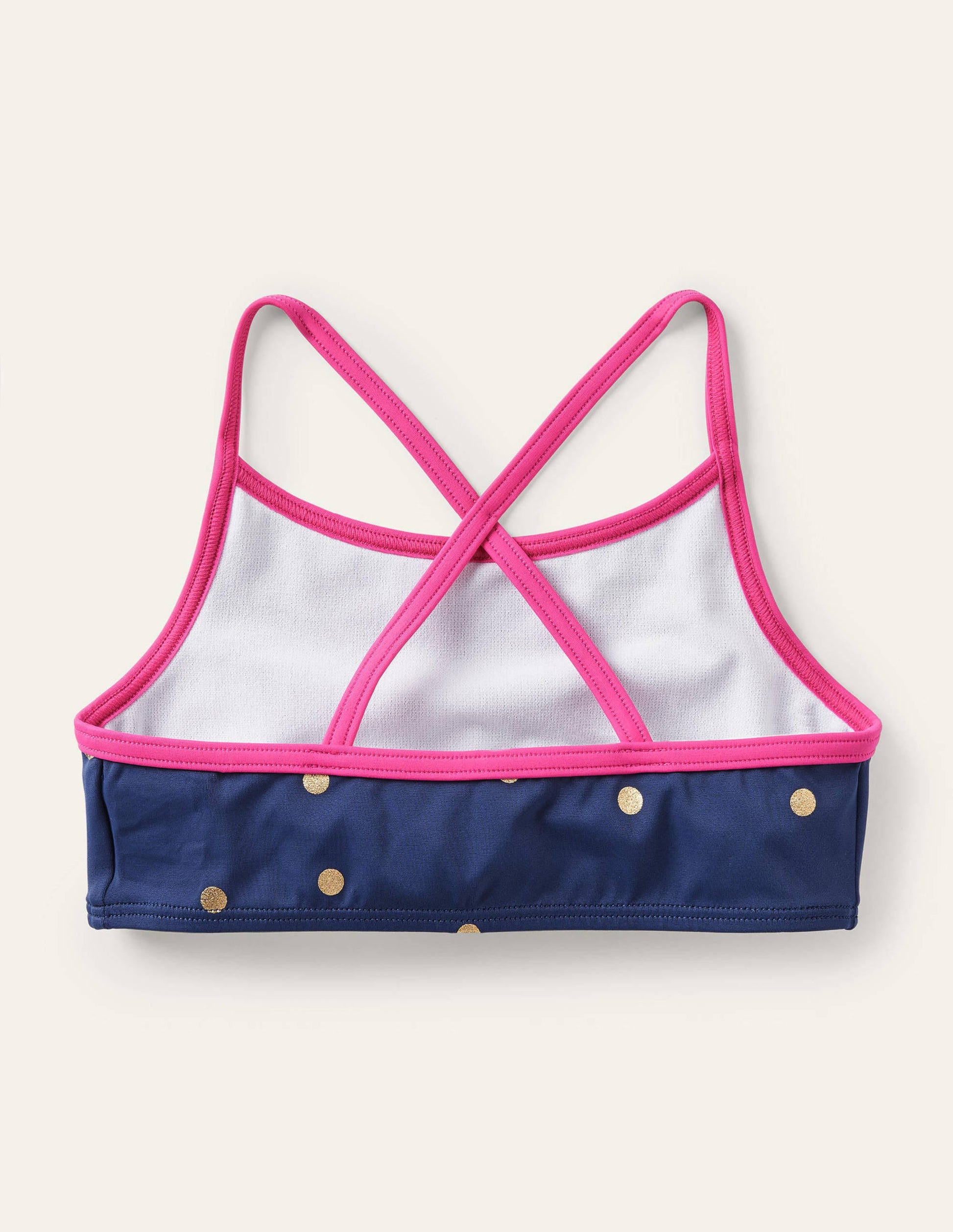 Gemustertes Bikini-Oberteil-Tiefseeblau, Folientupfen-2