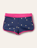 Short de bain à motif-Bleu océan à pois métallisés