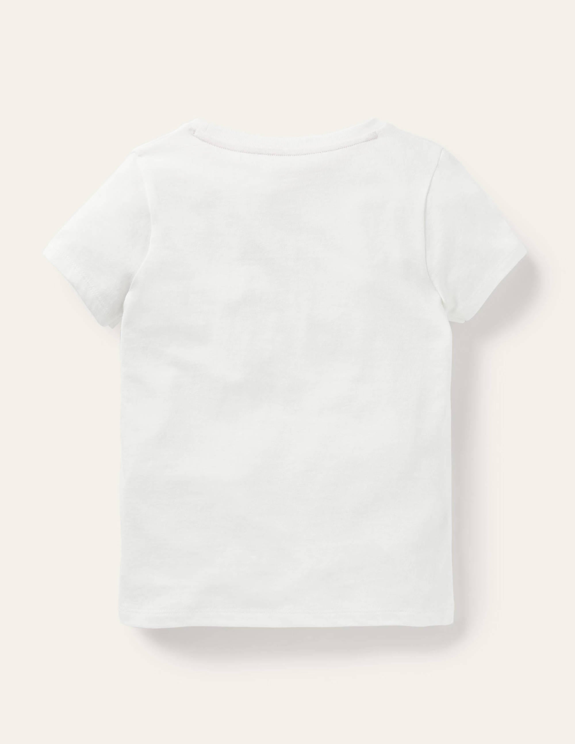 T-Shirt mit Regenbogenstickerei-Naturweiß, Gemüse-Regenbogen - Image 2