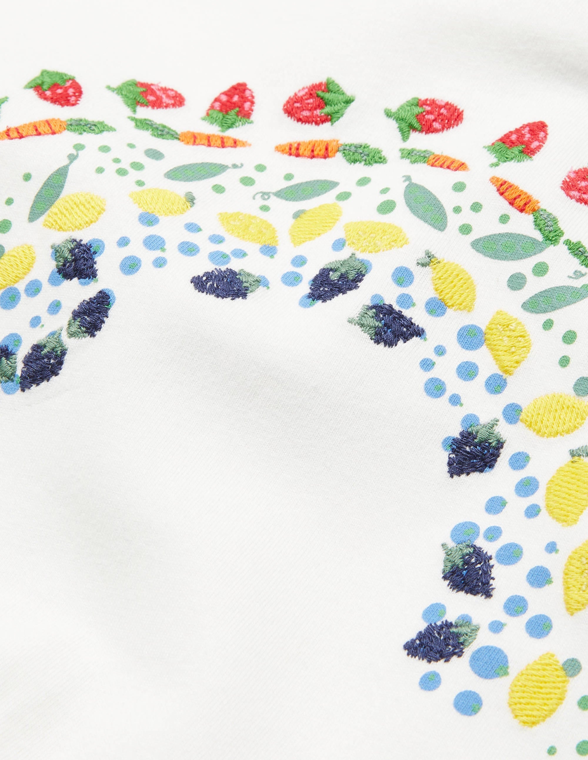 T-Shirt mit Regenbogenstickerei-Naturweiß, Gemüse-Regenbogen - Image 3