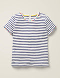 T-shirt Charlie en jersey à pompons-Bleu marine indigo/Ivoire