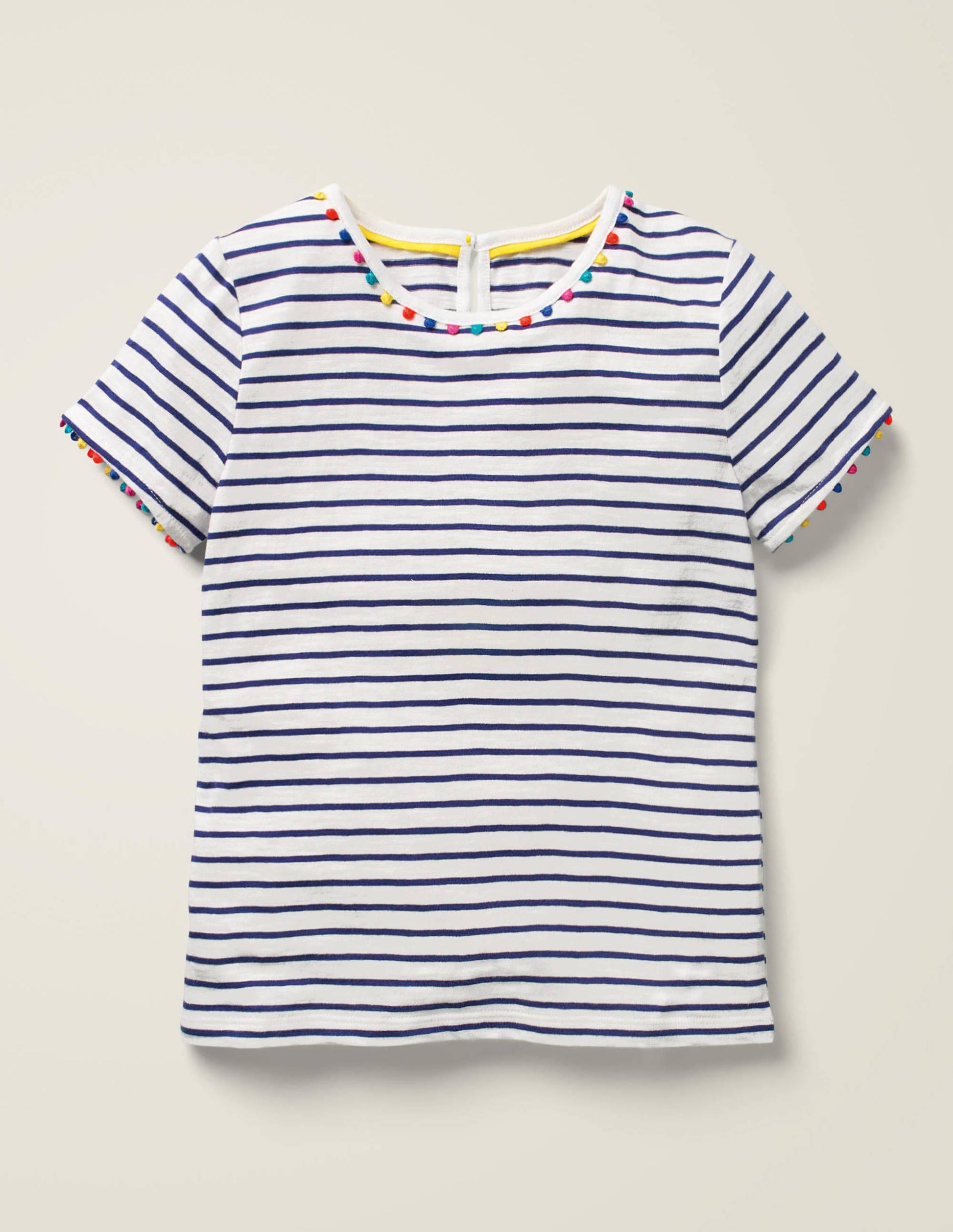 T-shirt Charlie en jersey à pompons-Bleu marine indigo/Ivoire-1