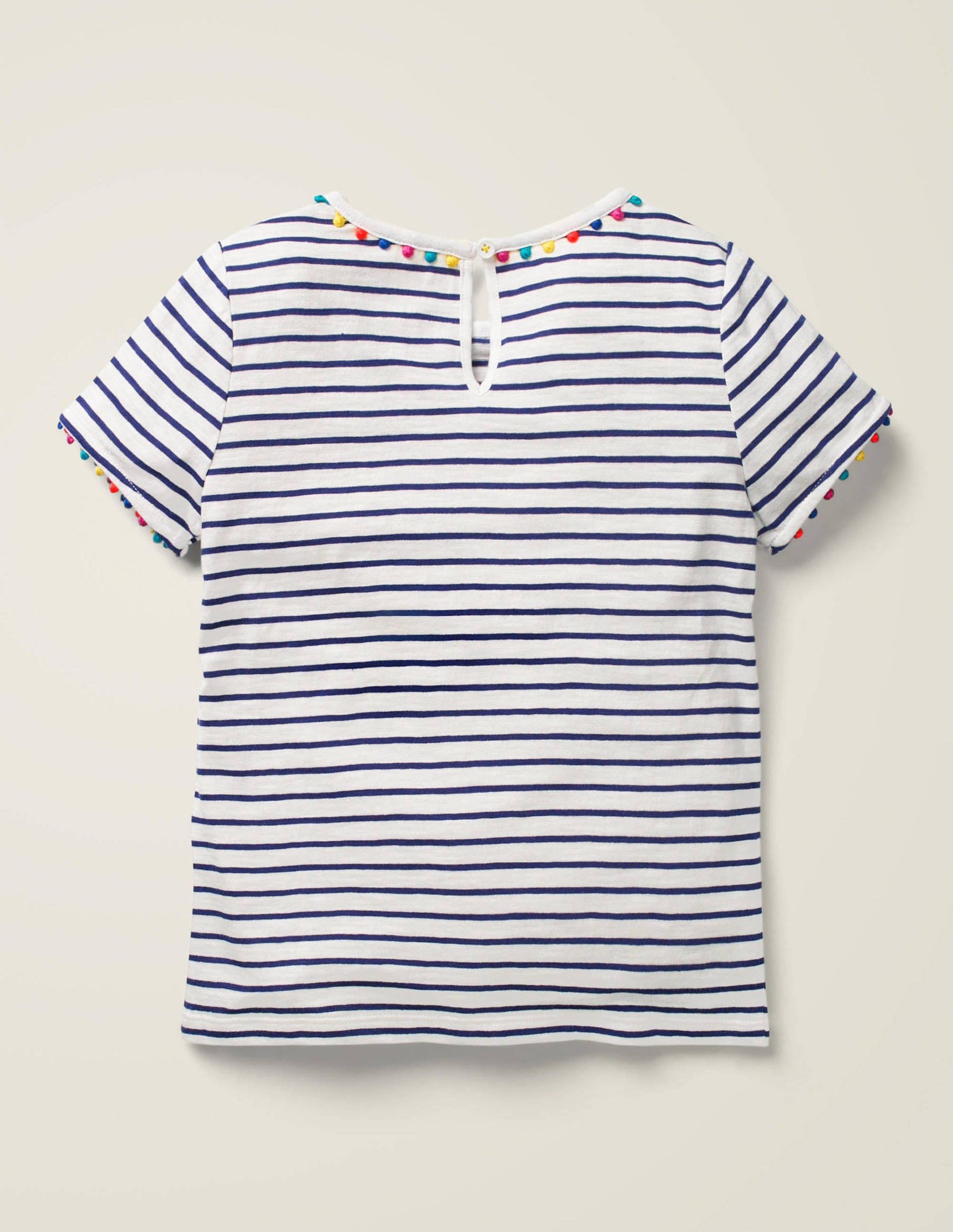 T-shirt Charlie en jersey à pompons-Bleu marine indigo/Ivoire-2