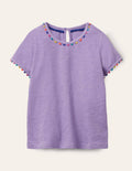 T-shirt Charlie en jersey à pompons-Violet froid