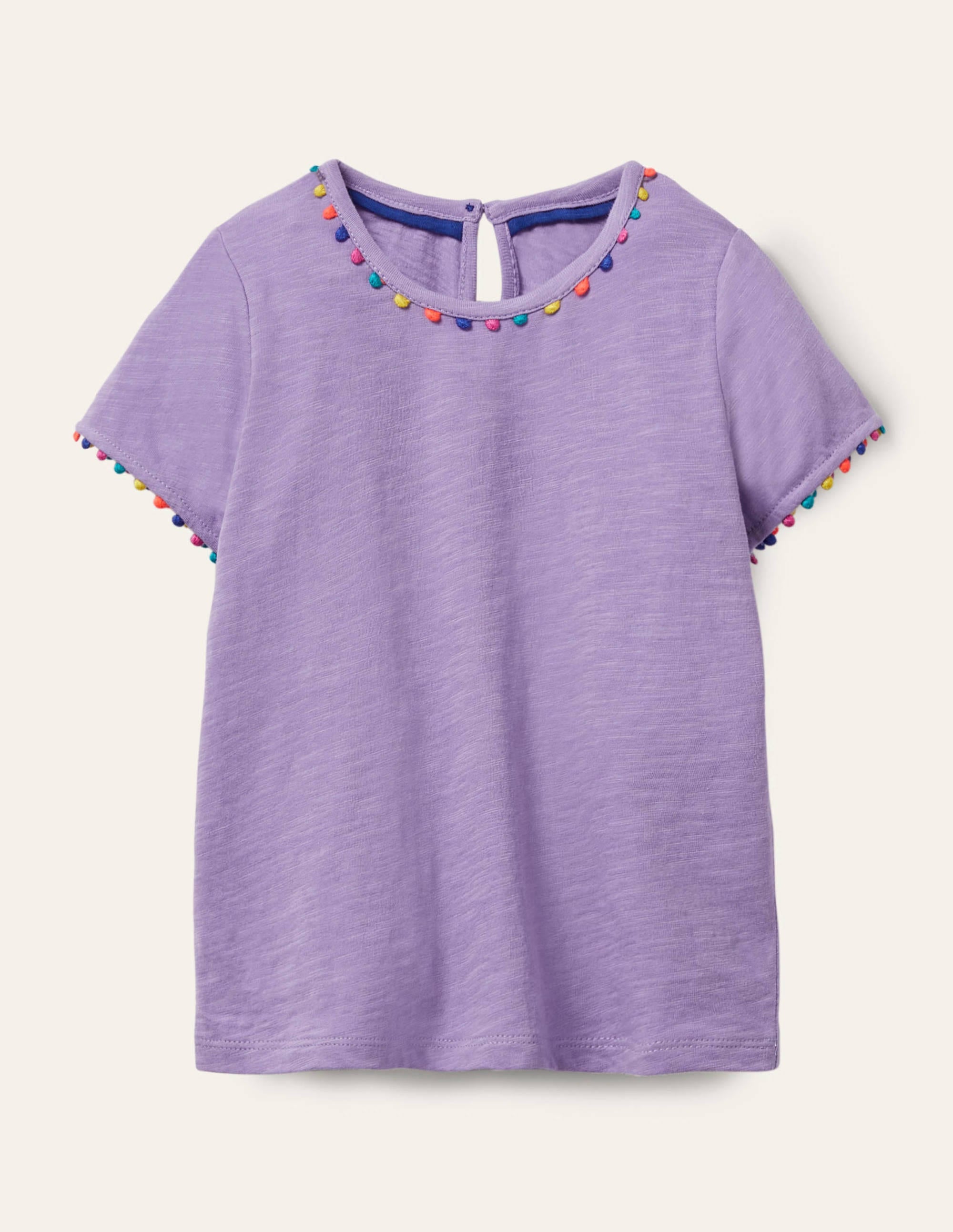 T-shirt Charlie en jersey à pompons-Violet froid - Image 1
