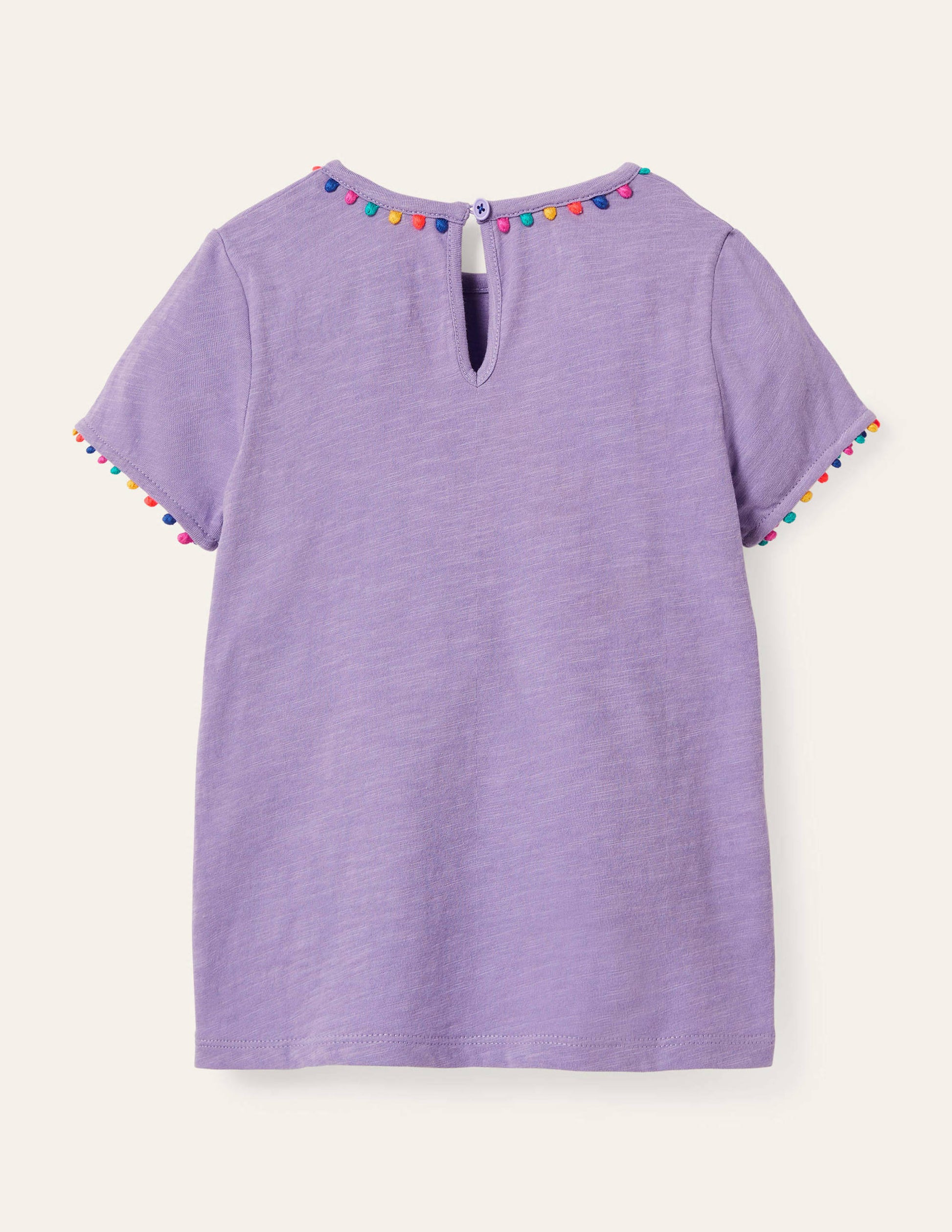 T-shirt Charlie en jersey à pompons-Violet froid-2