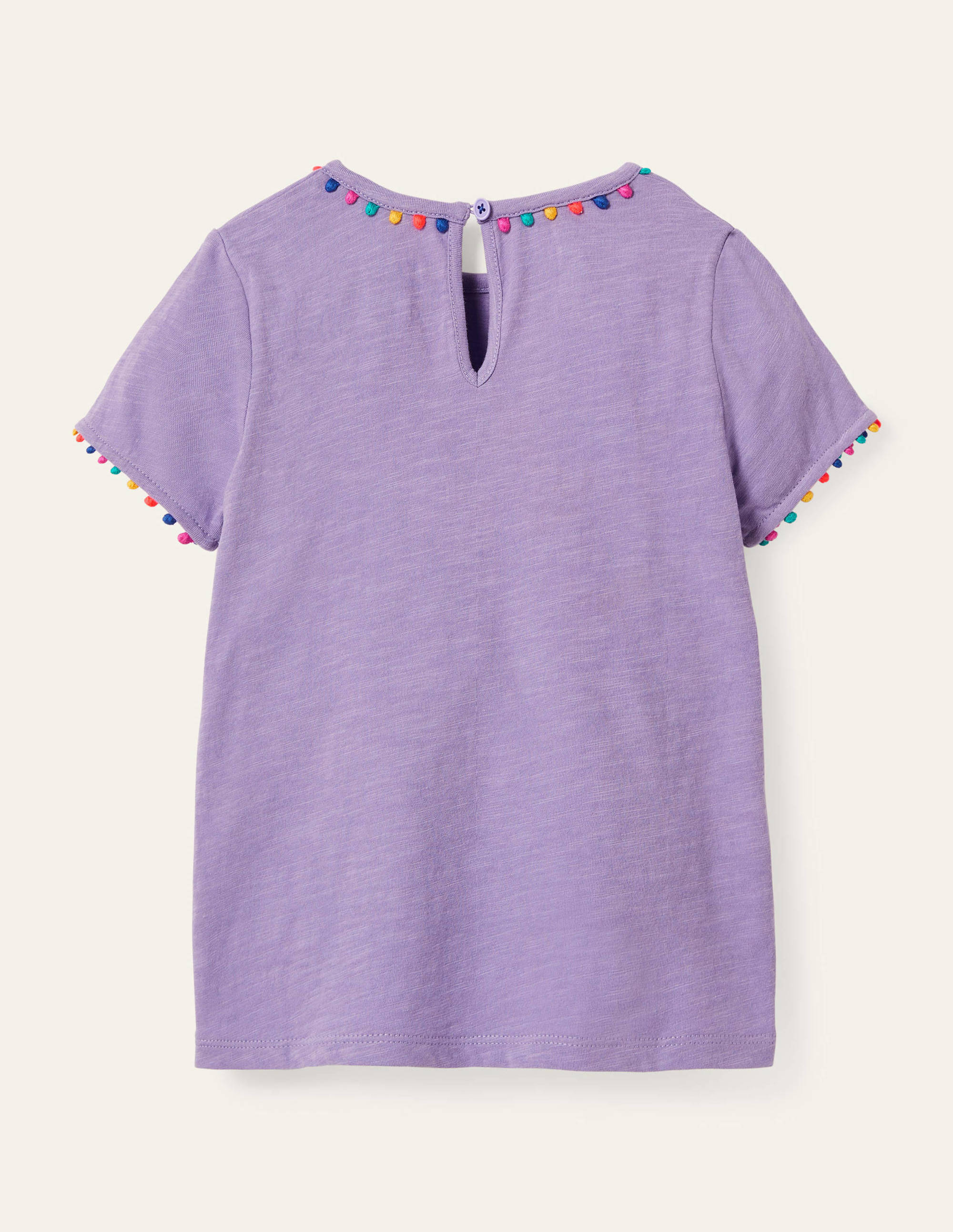 T-shirt Charlie en jersey à pompons-Violet froid - Image 2