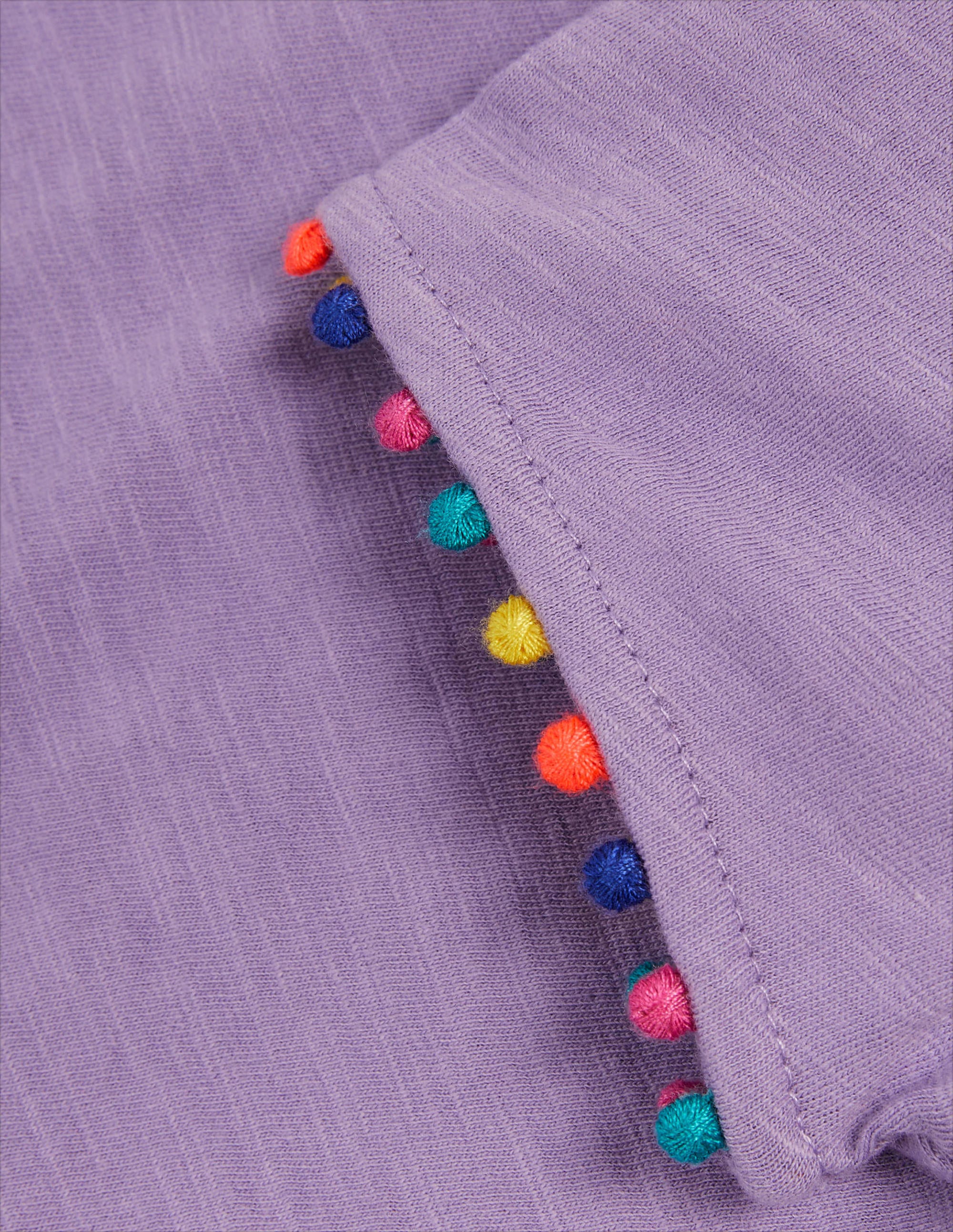 T-shirt Charlie en jersey à pompons-Violet froid - Image 3