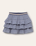Jupe-short volantée en jersey-Bleu marine indigo/blanc