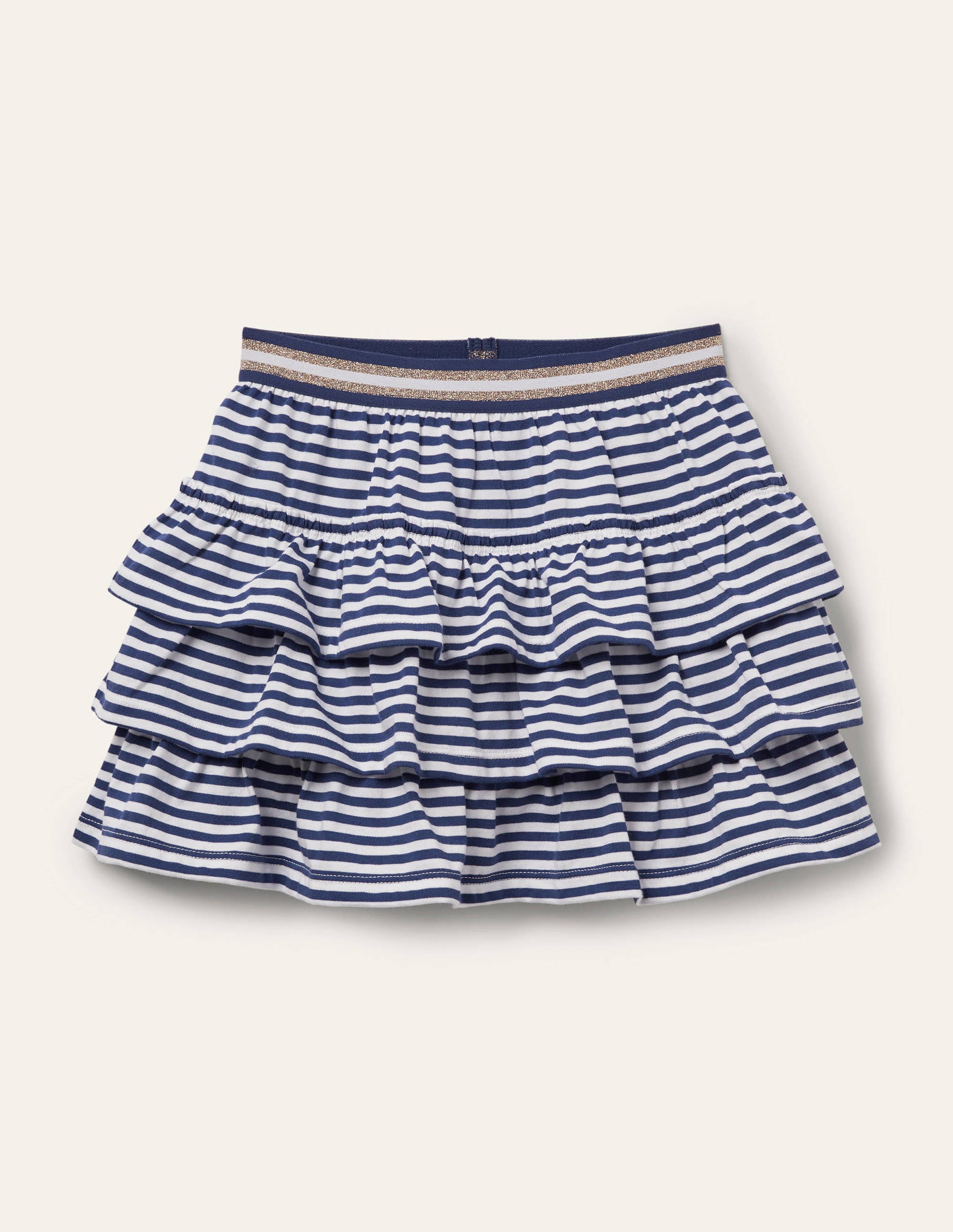 Jupe-short volantée en jersey-Bleu marine indigo/blanc - Image 1