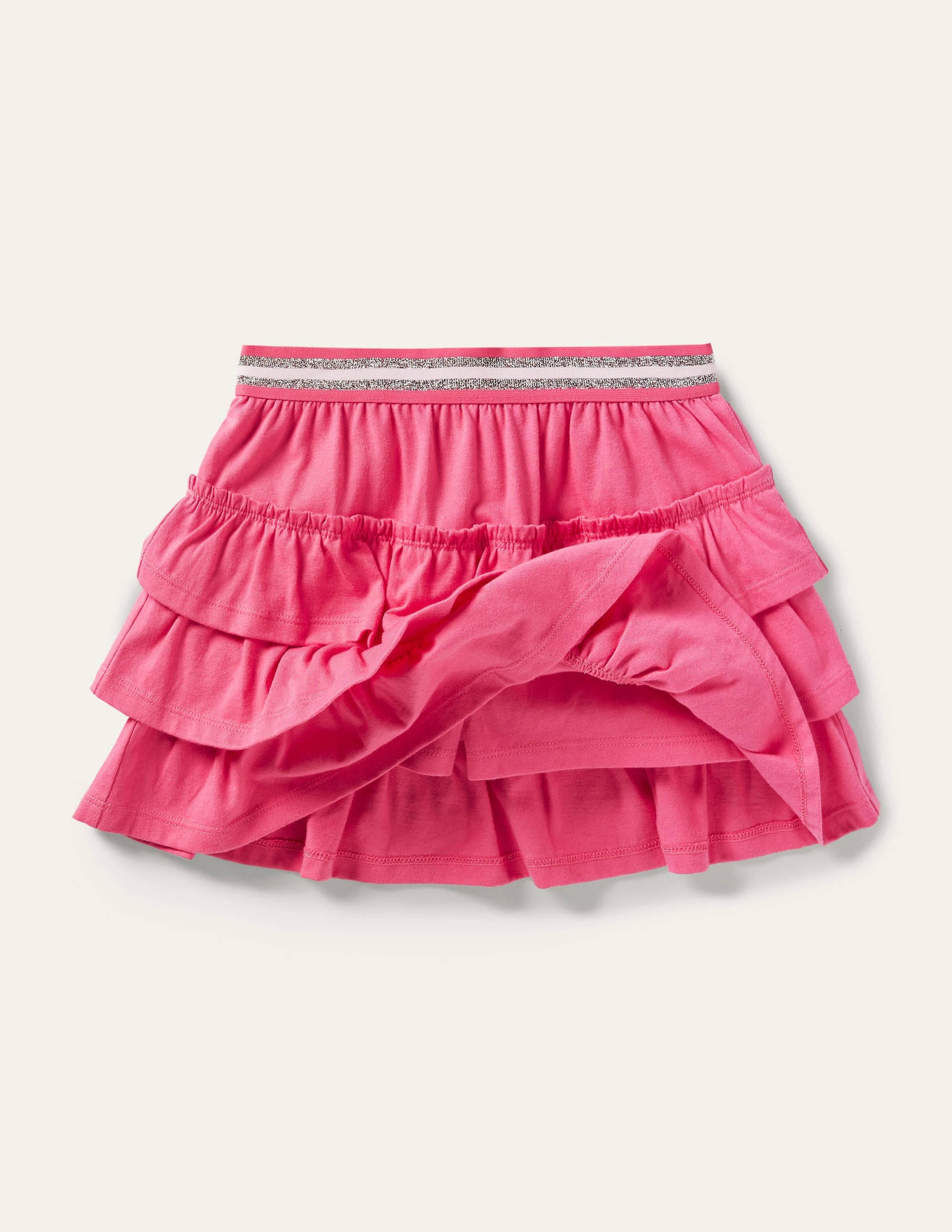Jupe-short volantée en jersey-Rose camélia vif - Image 2